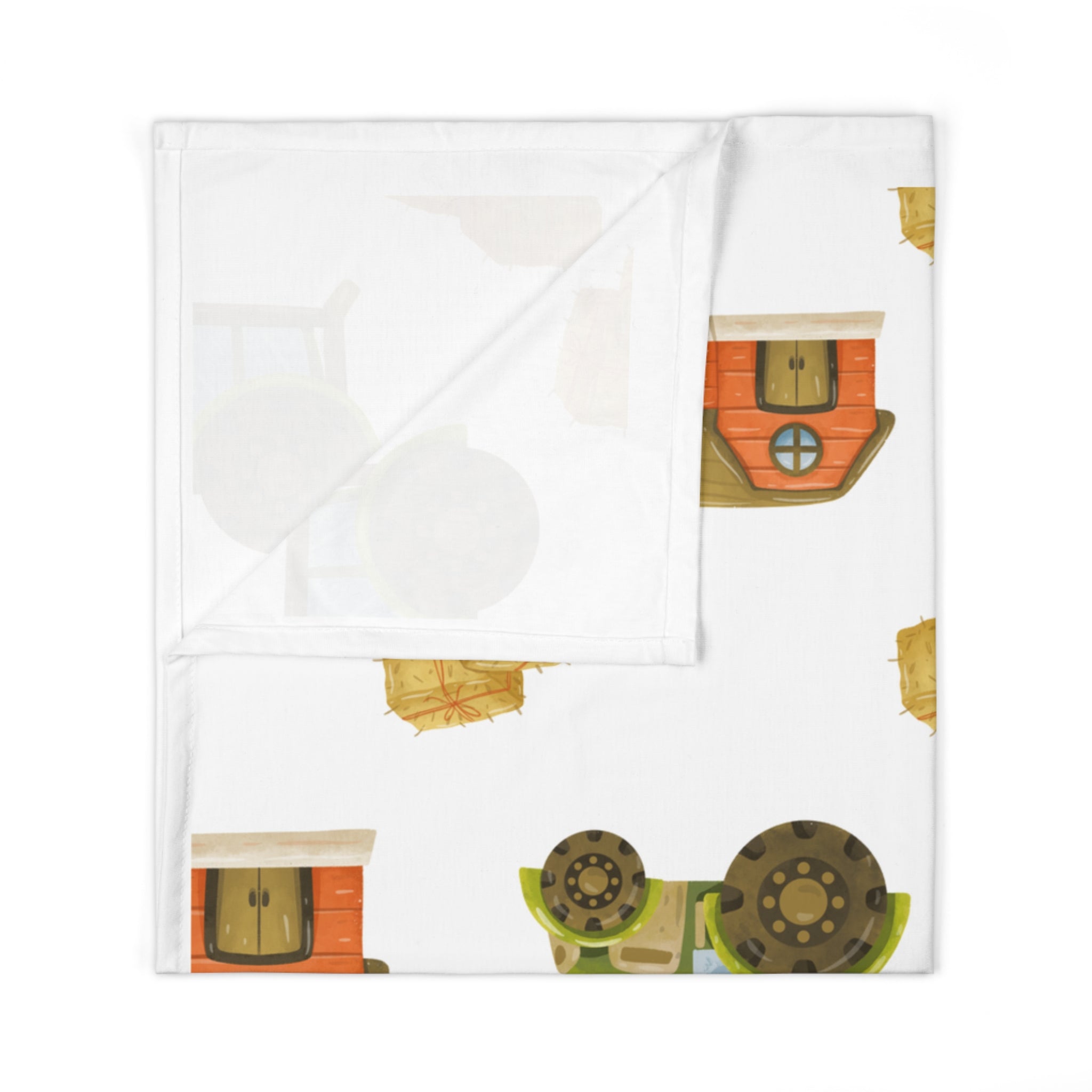 Farm Tractor & Barn Baby Swaddle Blanket — Soft Cotton Nursery Wrap for Newborns