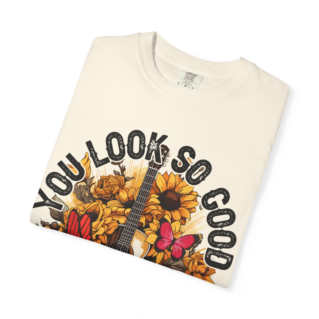 You Look So Good I'm In Love Guitar Floral T-Shirt