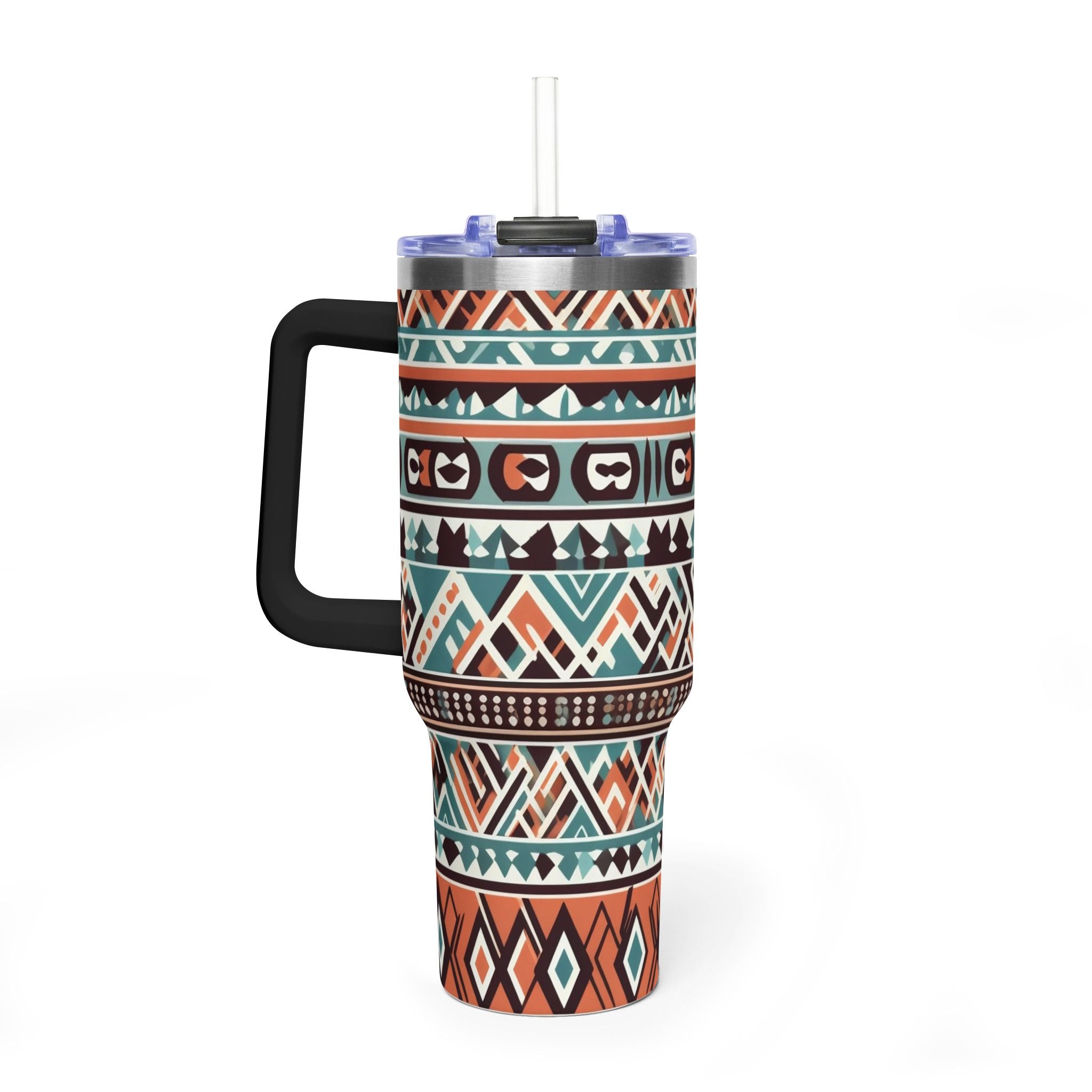40oz Aztec Thermal Tumbler – Insulated Travel Cup with Handle