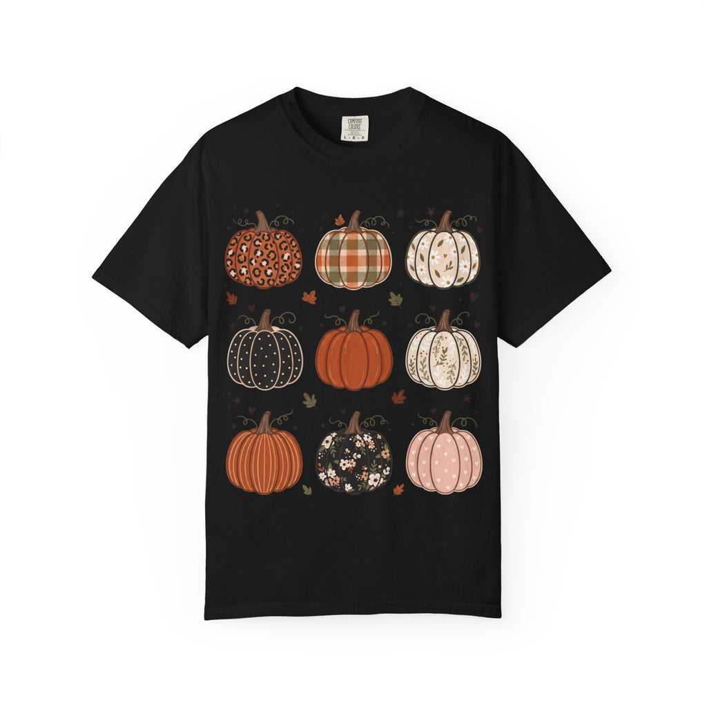 Pumpkin Patch T-Shirt — Fall Plaid & Floral Pumpkins Graphic Tee