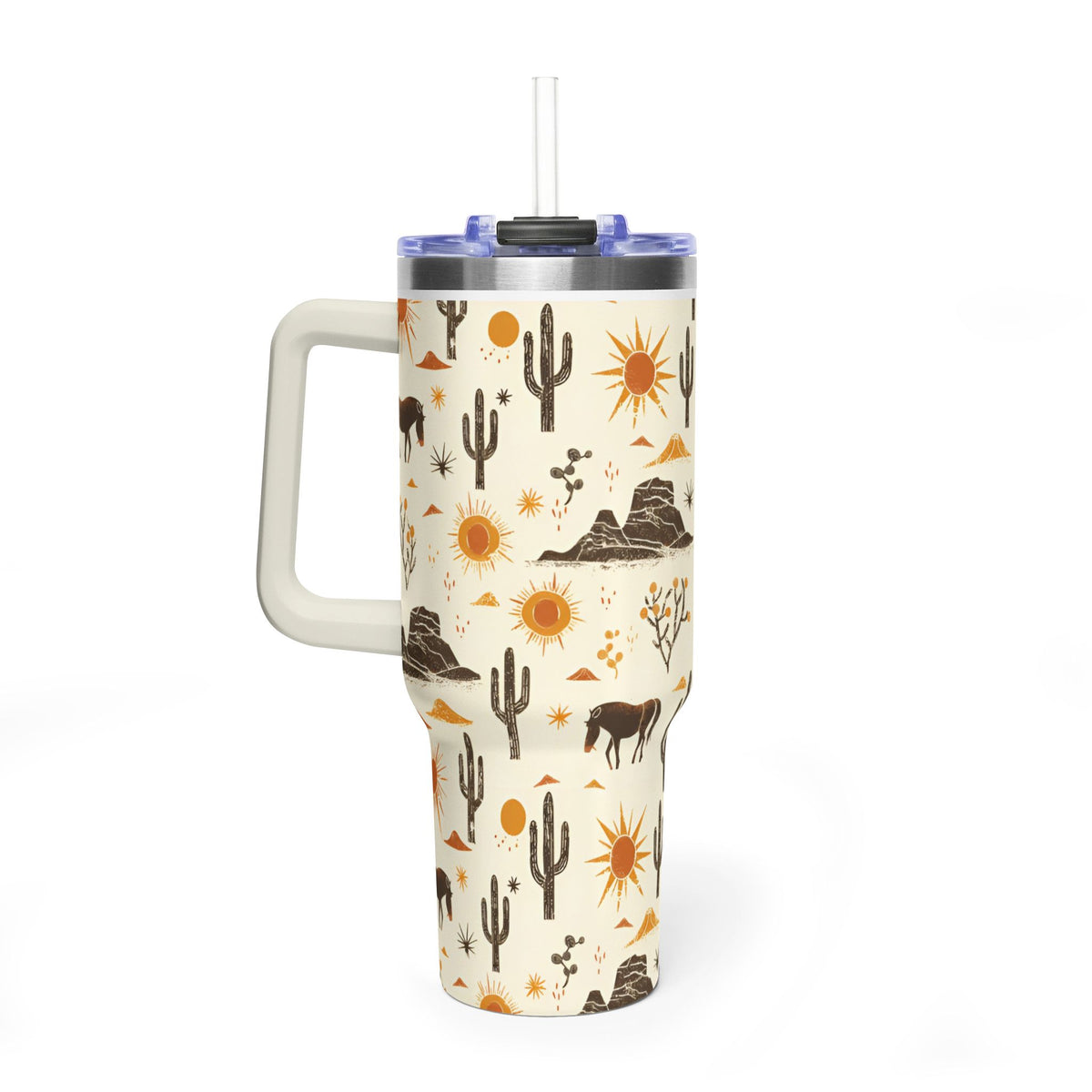 Desert Sunset 40oz Tumbler - Western Cactus & Horse Thermal Cup