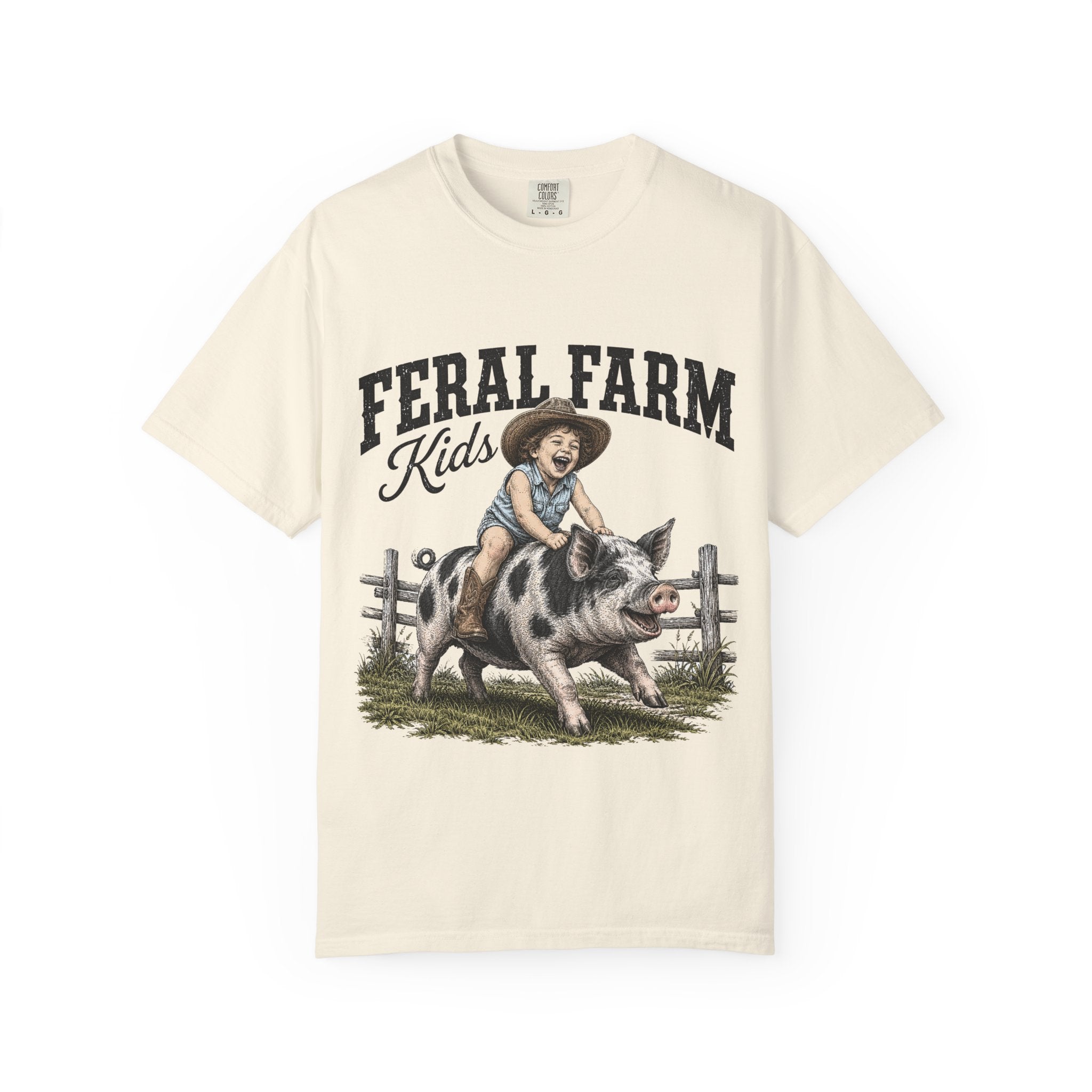 Feral Farm Kids T-Shirt — Vintage Pig Rider Graphic Tee