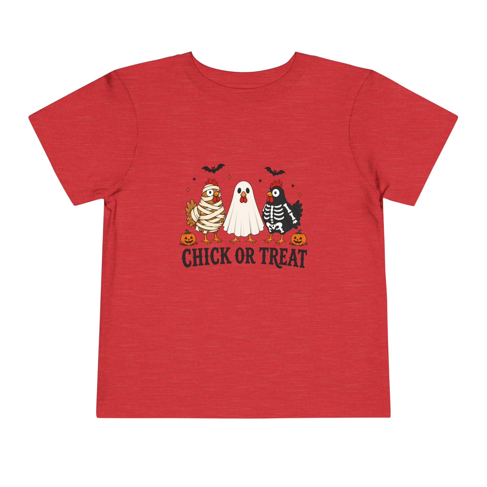 Toddler Halloween Tee - "Chick or Treat" Cute Costume Chick, Ghost & Skeleton Design