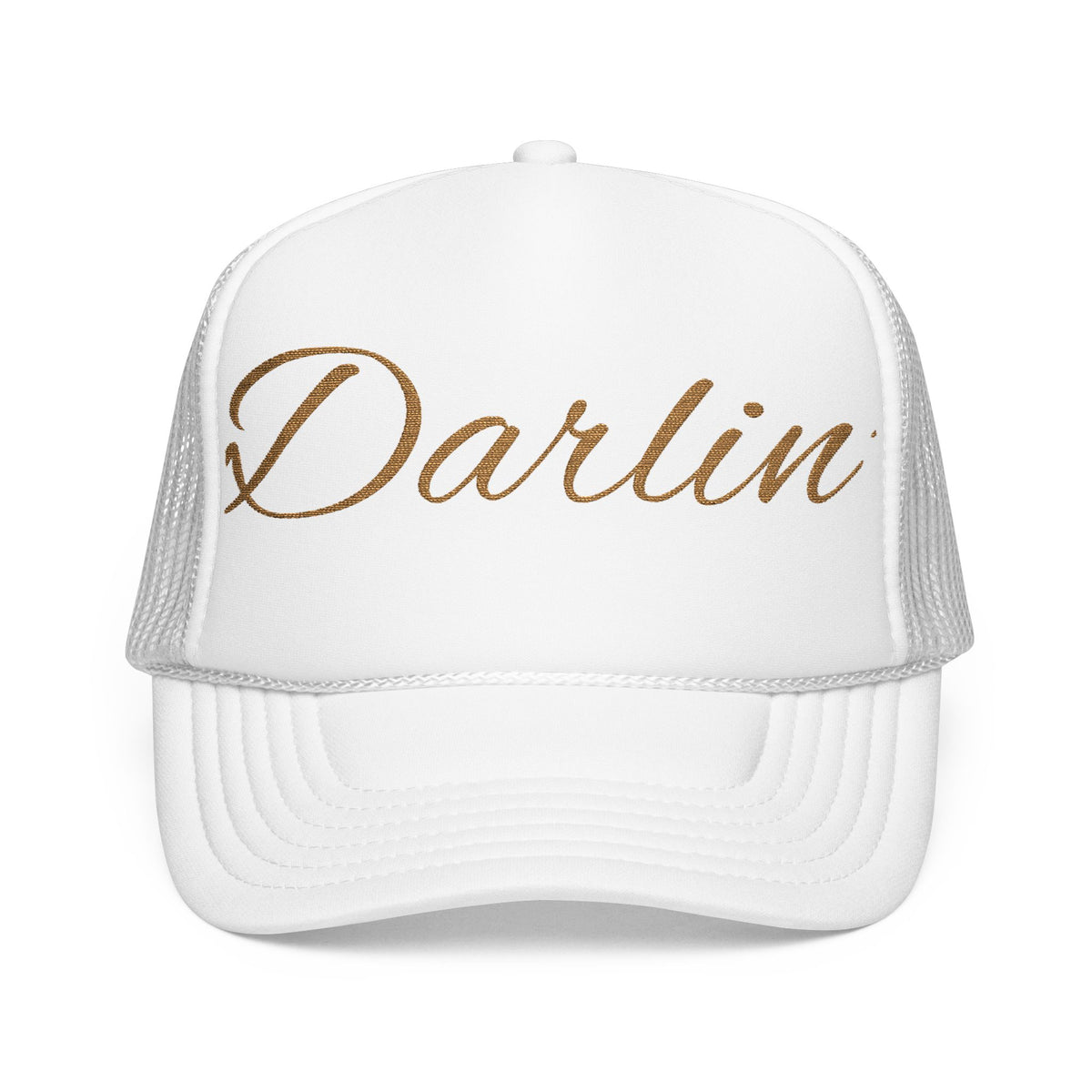 Darlin' Glitter Script Trucker Hat — Women's Casual Mesh Cap