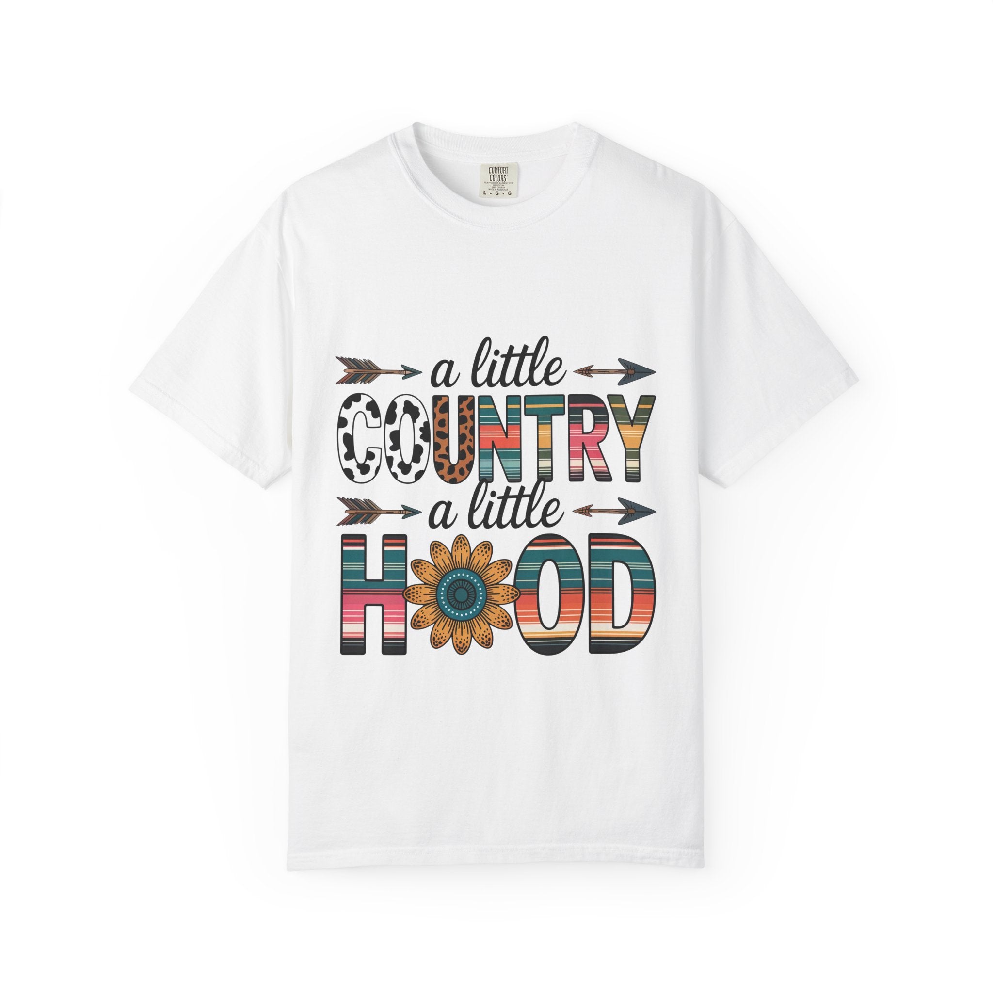 Country & Hood Graphic T-Shirt — "A Little Country A Little Hood" Sunflower Design