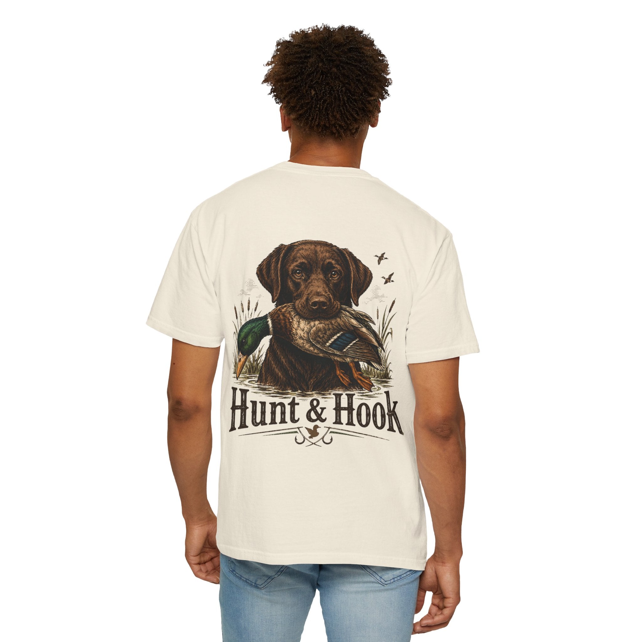 Hunt & Hook Retriever T-Shirt — Hunting Dog & Duck Graphic Tee