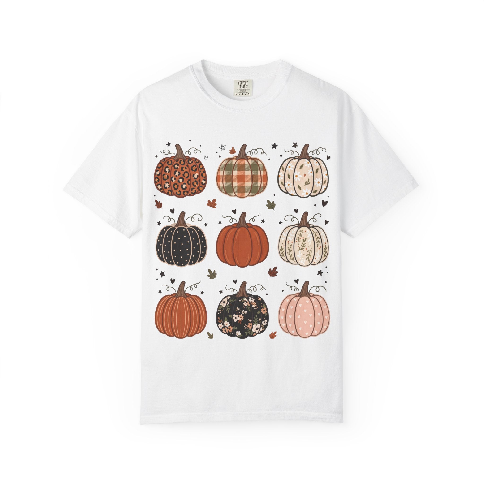 Pumpkin Patch T-Shirt — Fall Plaid & Floral Pumpkins Graphic Tee