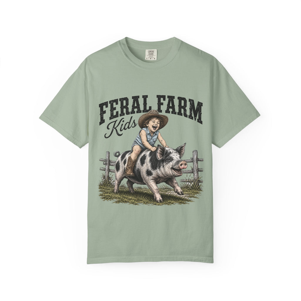 Feral Farm Kids T-Shirt — Vintage Pig Rider Graphic Tee