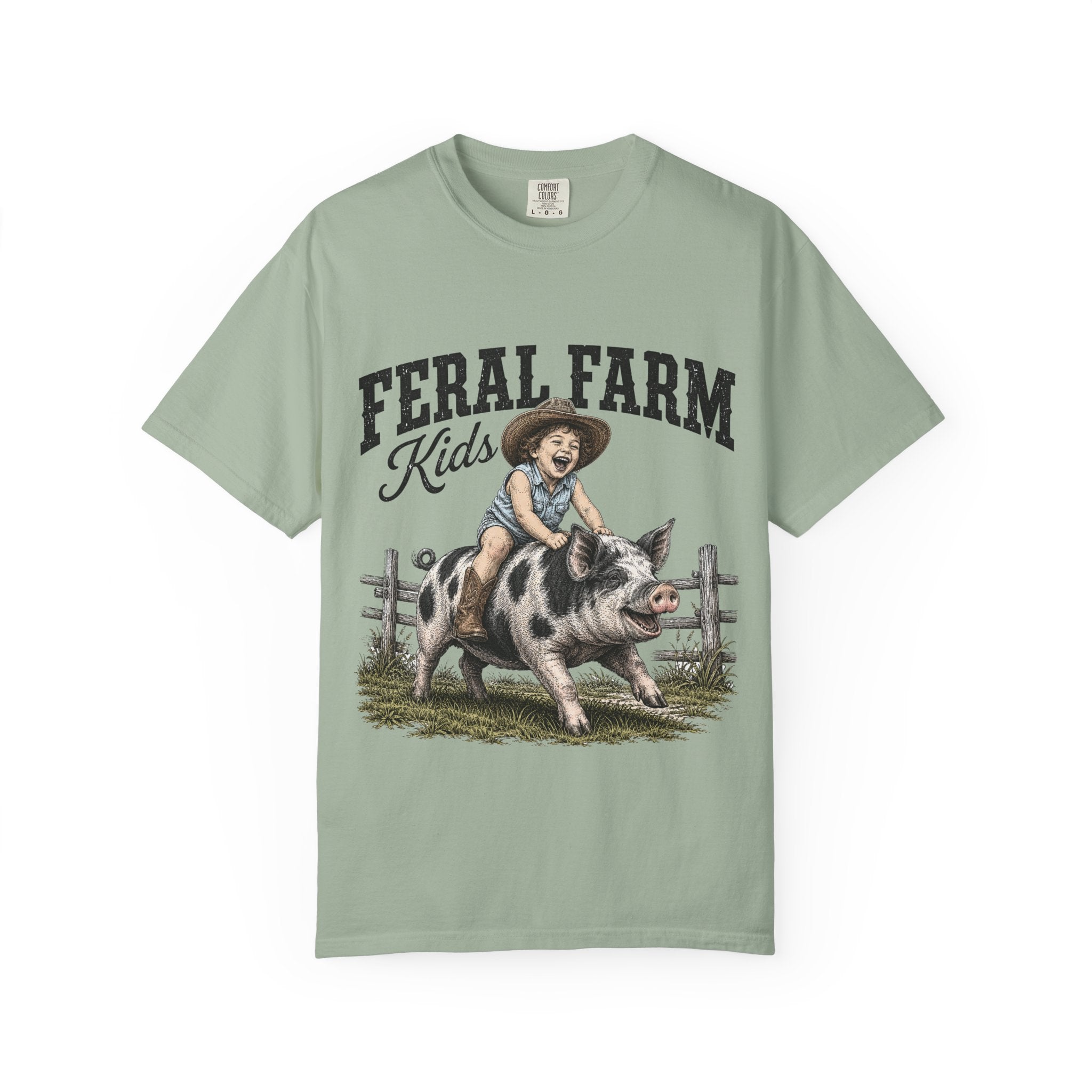 Feral Farm Kids T-Shirt — Vintage Pig Rider Graphic Tee