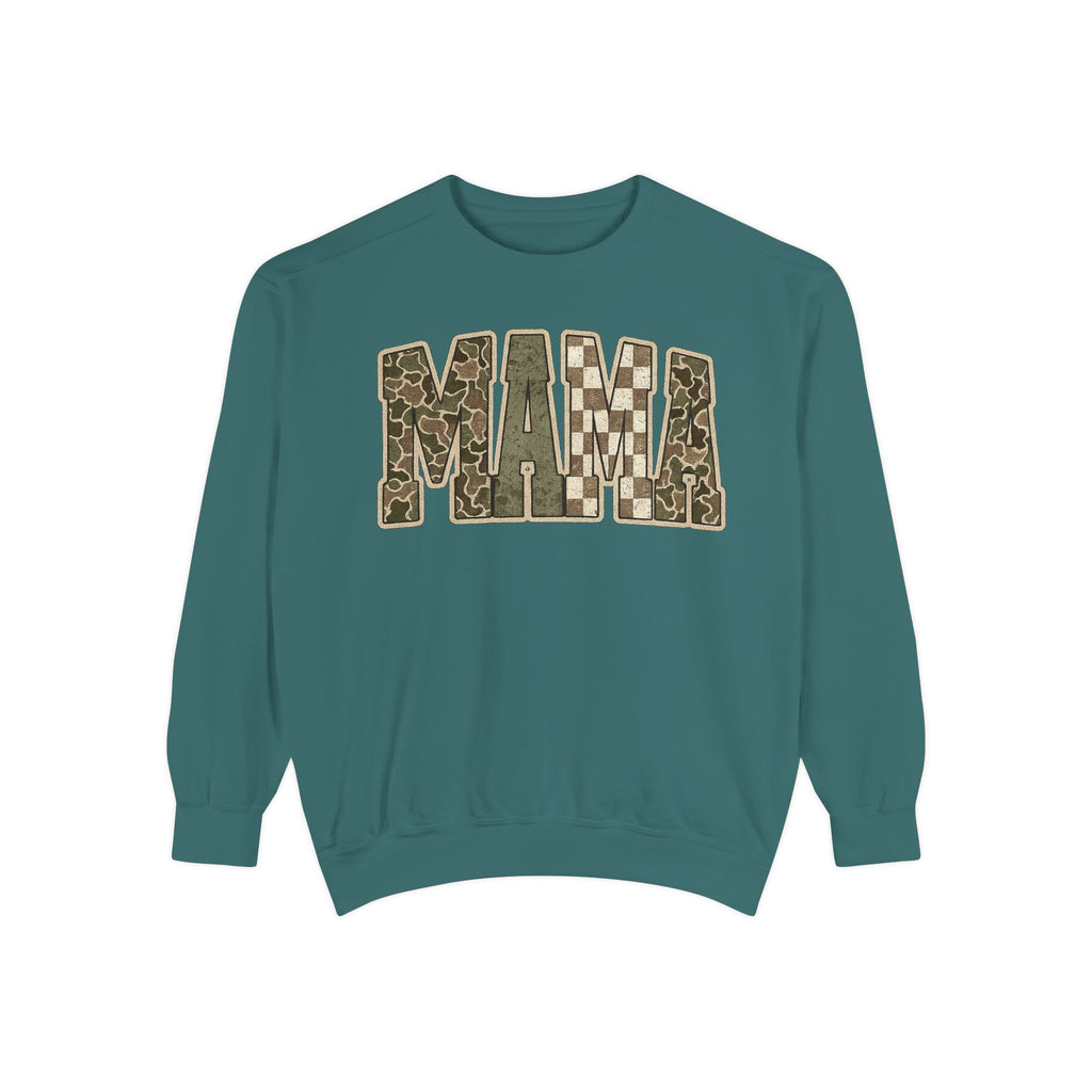 MAMA Camo Patch Sweatshirt — Women's Mama Graphic Crewneck