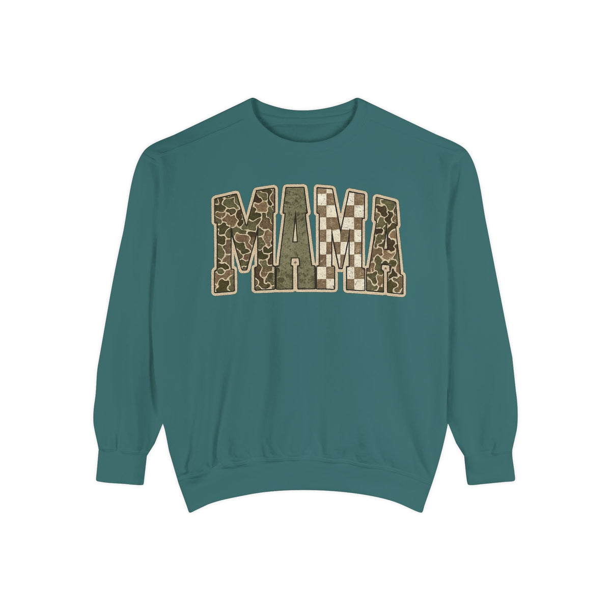MAMA Camo Patch Sweatshirt — Women's Mama Graphic Crewneck