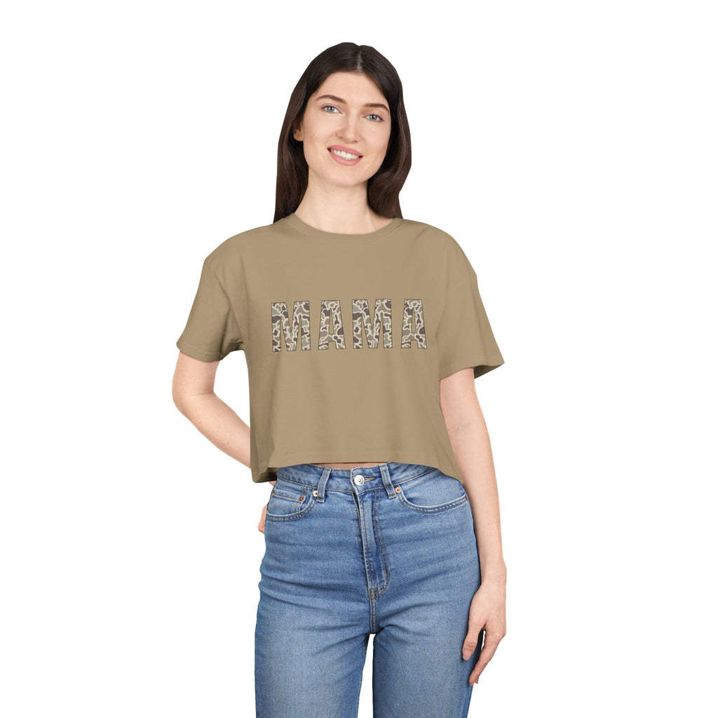 Mama Floral Crop Tee — Casual Women's Short Boxy Top