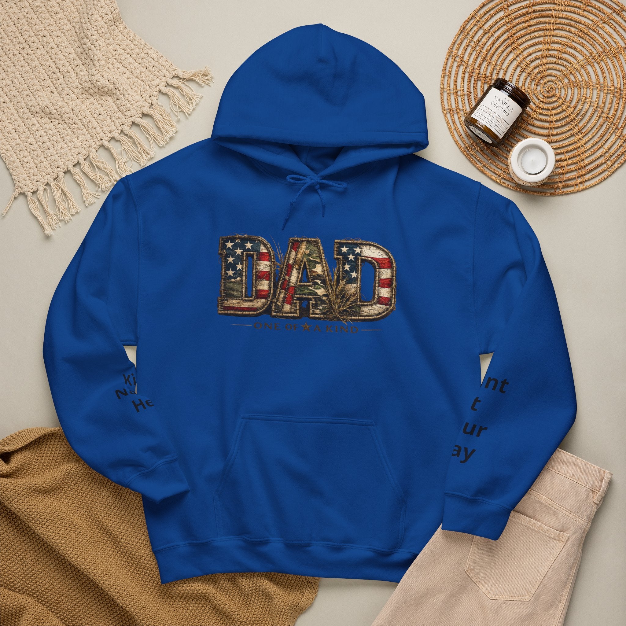 Personalizable Dad One of a Kind Hoodie — American Flag Patriotic Father’s Day Sweatshirt