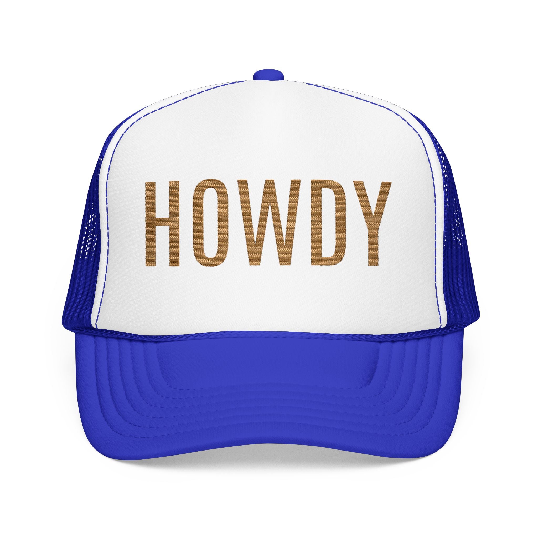 Howdy Trucker Hat — Glitter Letter Foam Mesh Cap