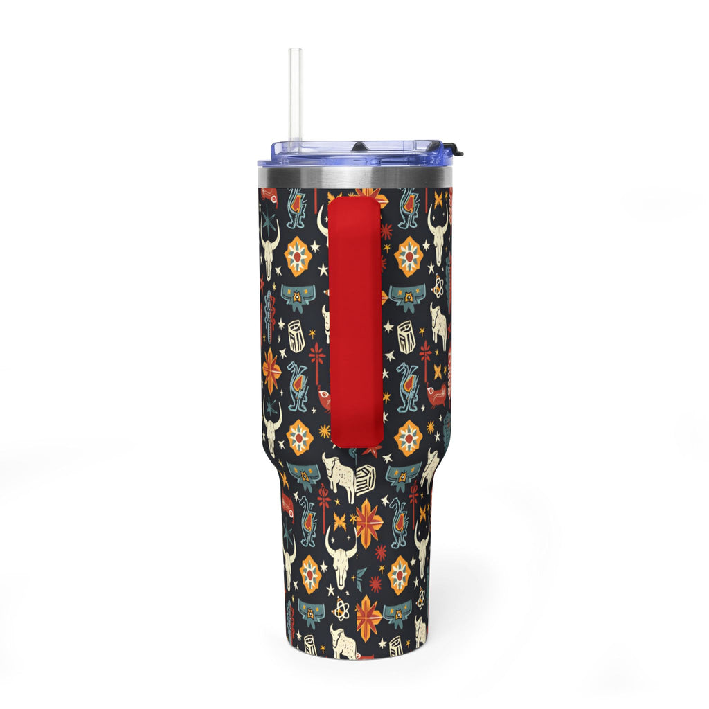 40oz Western Pattern Vacuum Tumbler — Southwestern Cow Skull & Floral Insulated Cup