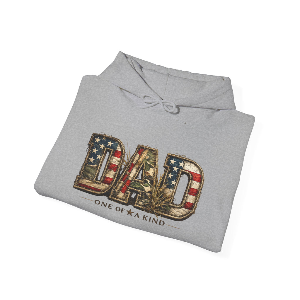 Personalizable Dad One of a Kind Hoodie — American Flag Patriotic Father’s Day Sweatshirt
