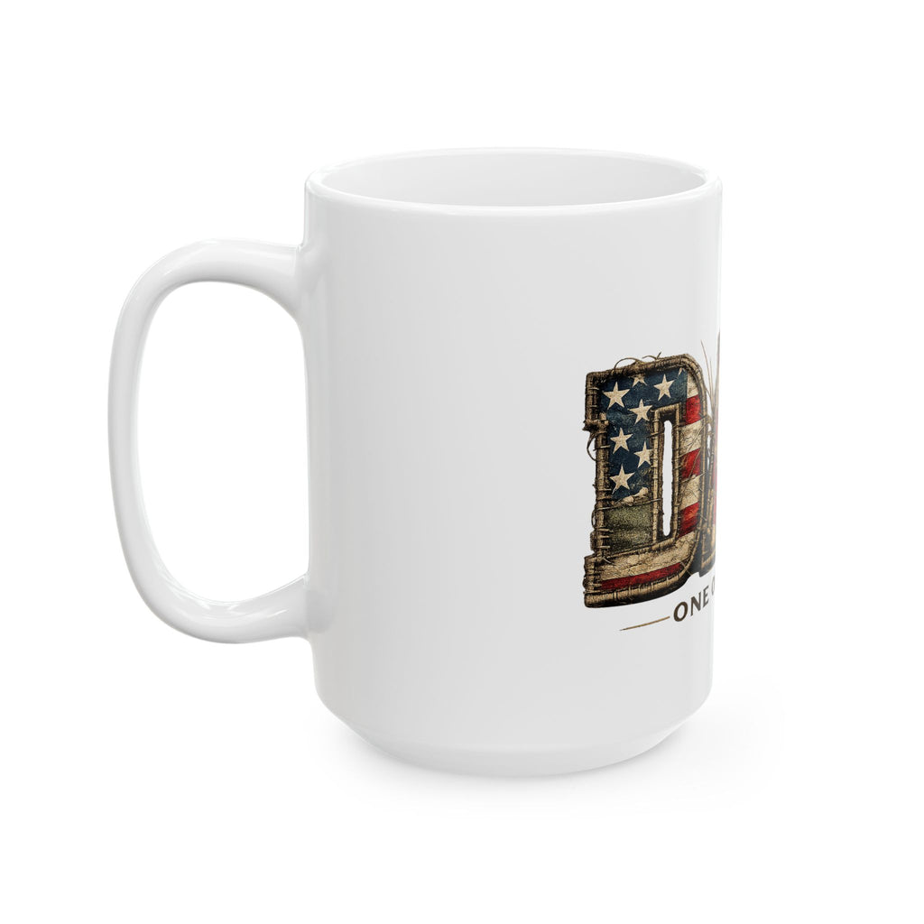 Dad One of a Kind Ceramic Mug — Patriotic Camo Coffee Cup (11oz & 15oz)
