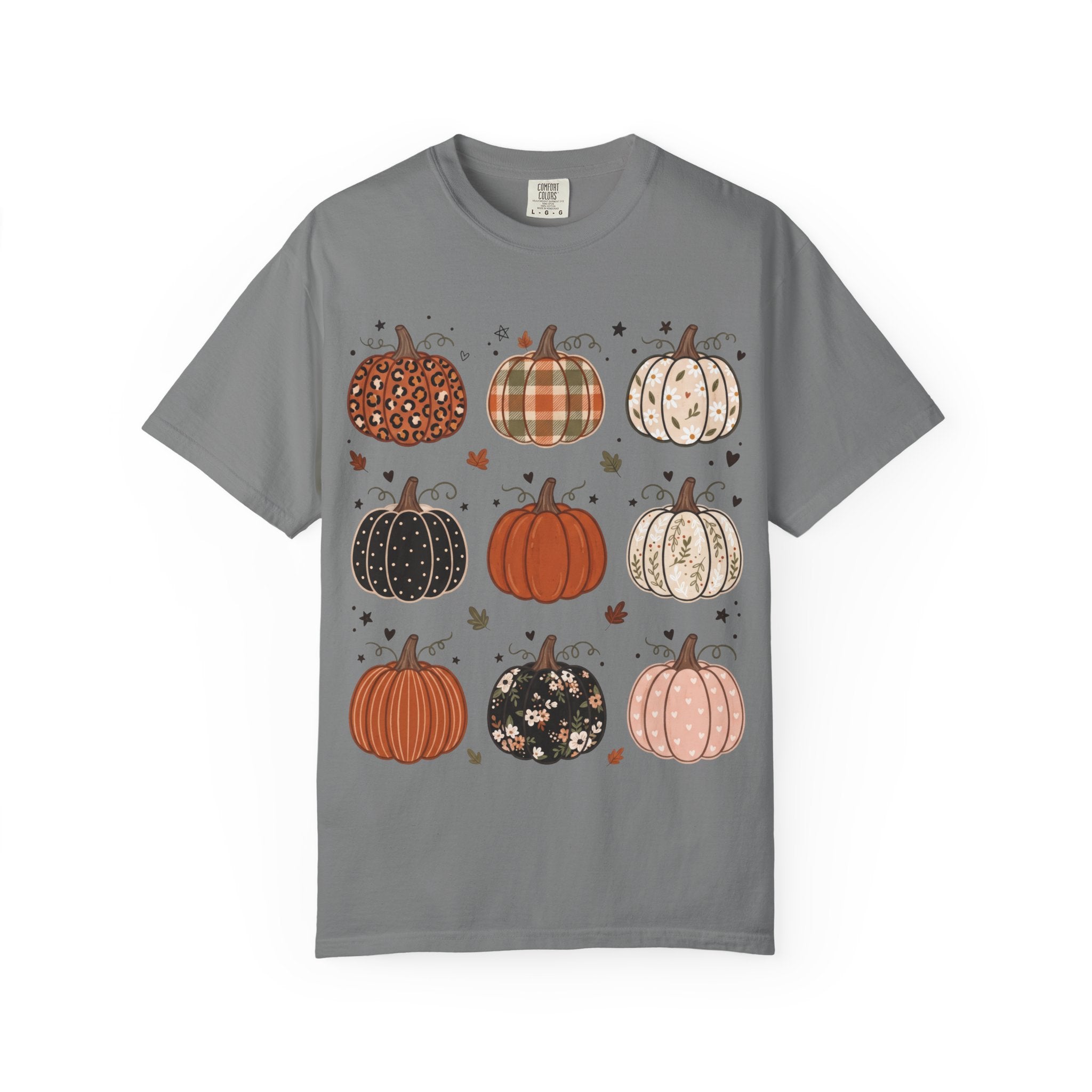 Pumpkin Patch T-Shirt — Fall Plaid & Floral Pumpkins Graphic Tee