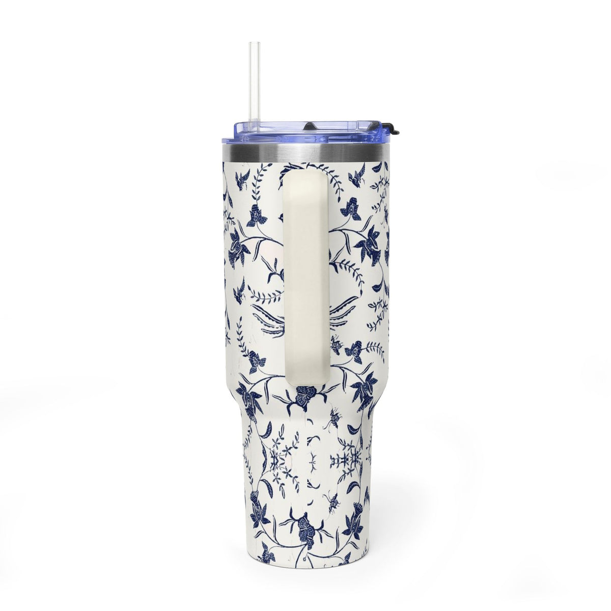 40oz Blue Floral Travel Tumbler – Insulated Vacuum Cup