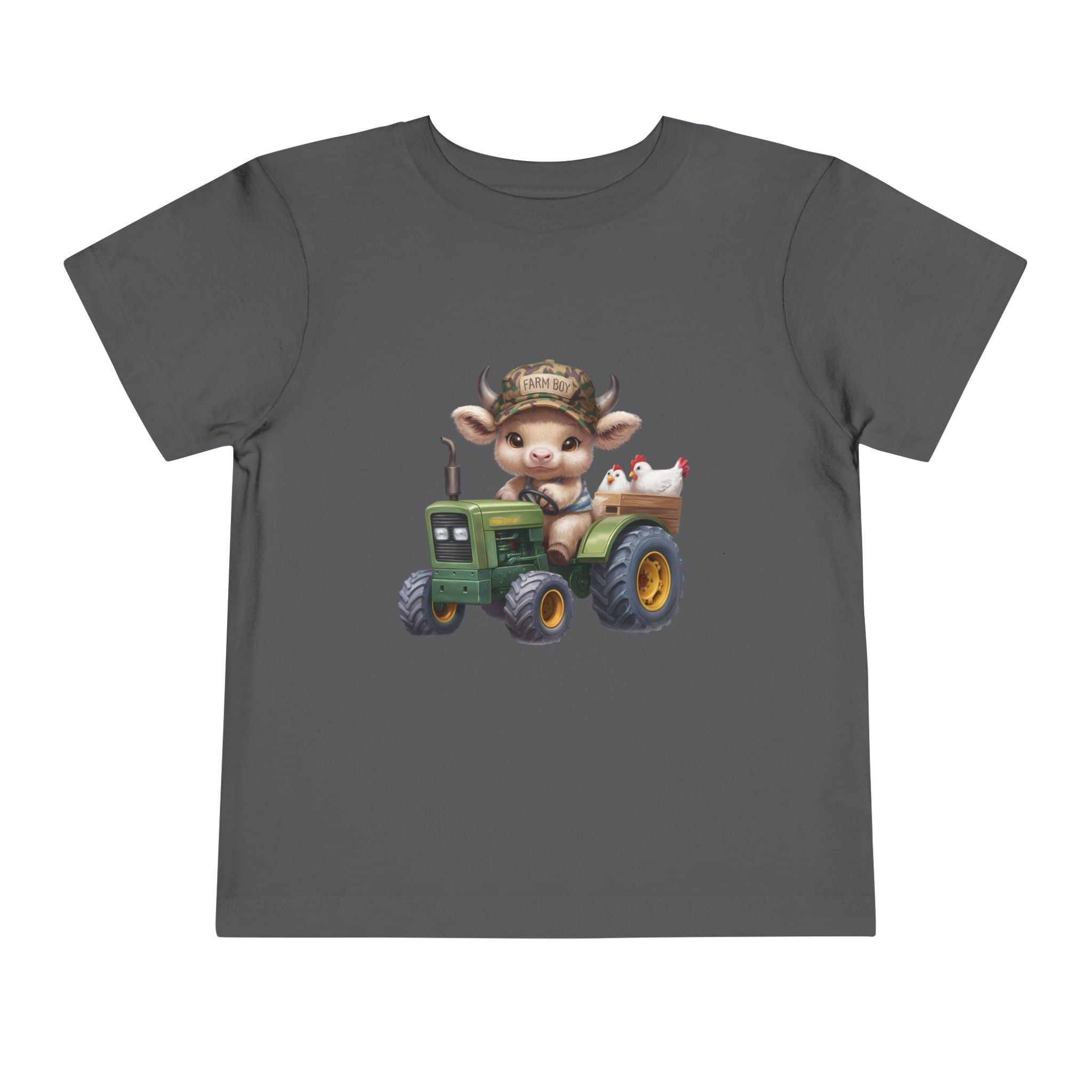 Toddler Tee — Cute Baby Cow on Green Tractor Cute Farm Animal Shirt