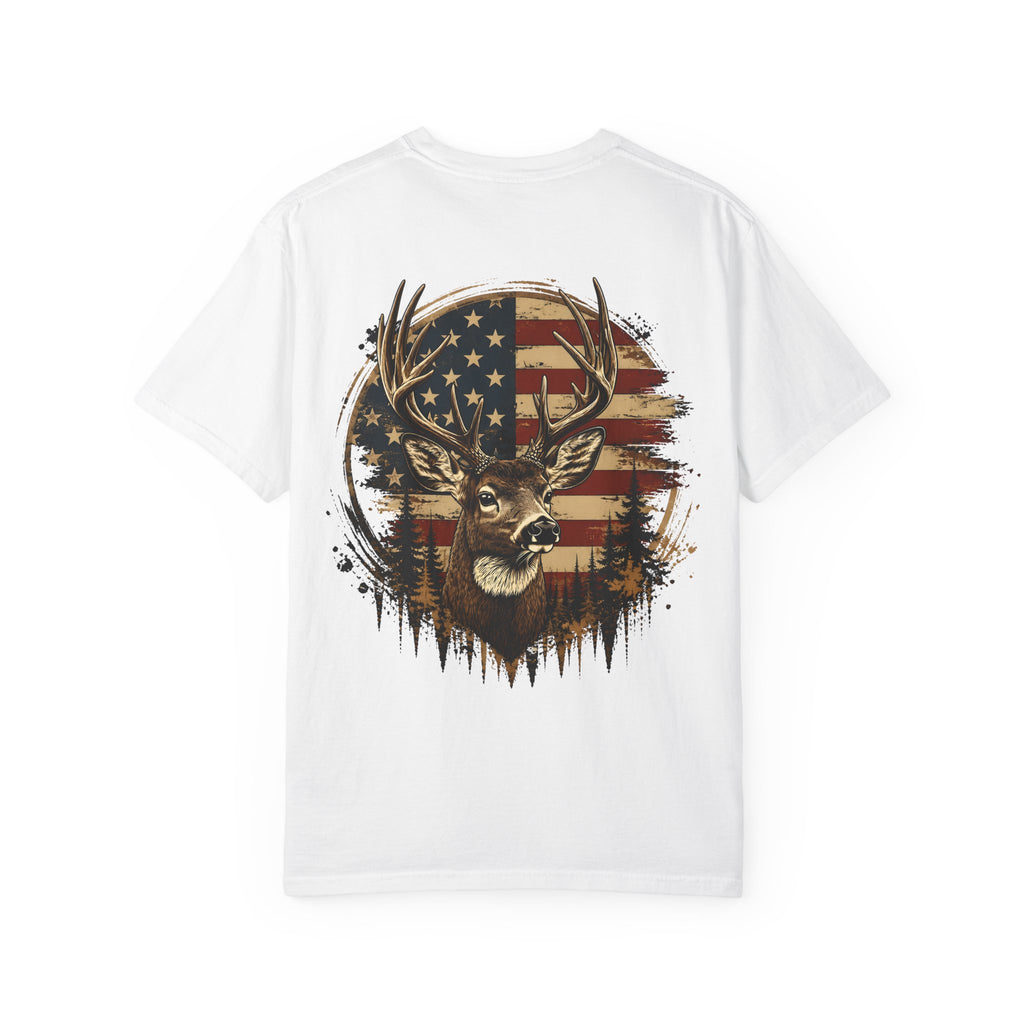 American Flag Deer T-Shirt — Patriotic Hunting Graphic Tee