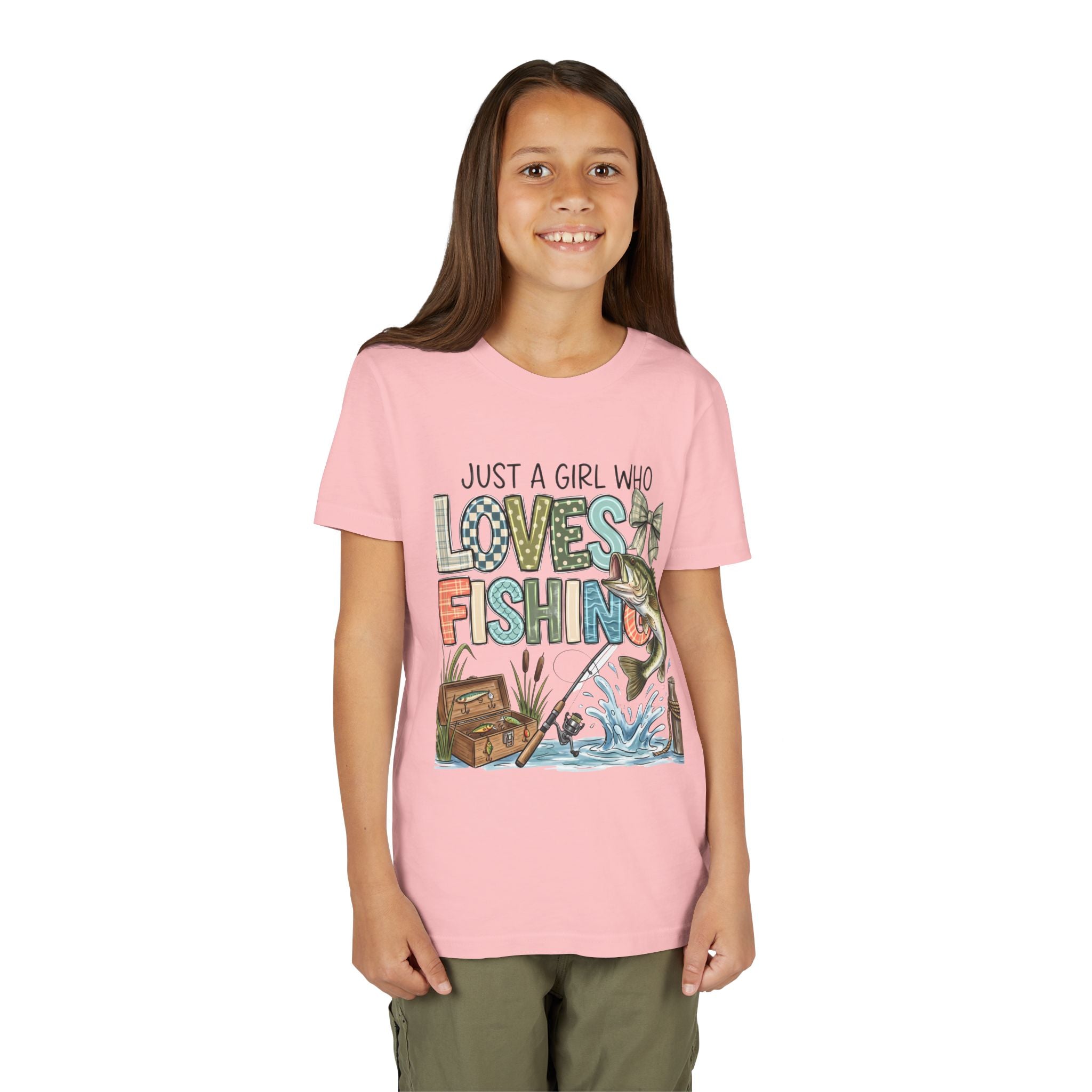 Youth Fishing Tee — "Just a Girl Who Loves Fishing" Graphic Shirt