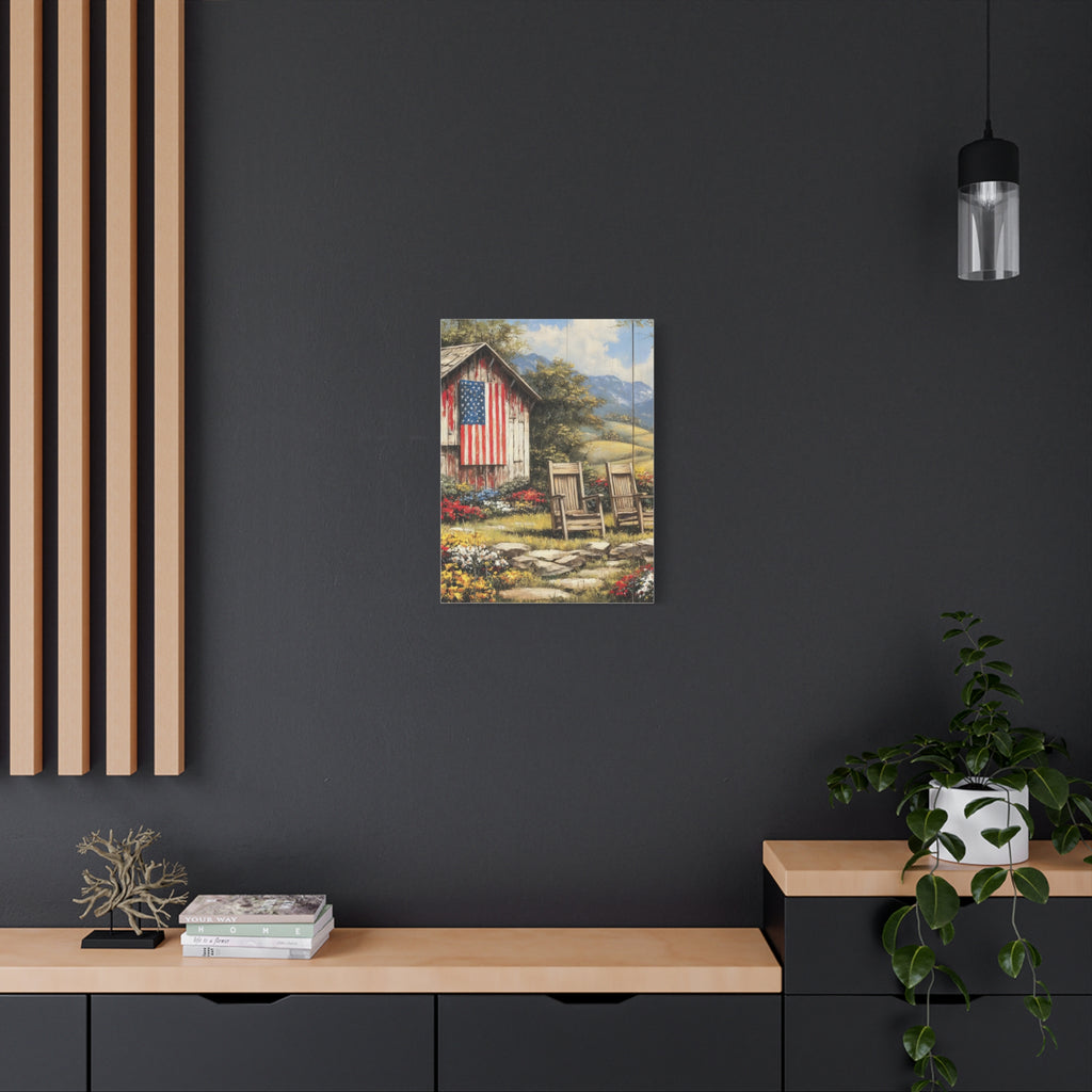 Patriotic Barn Landscape Canvas Wall Art