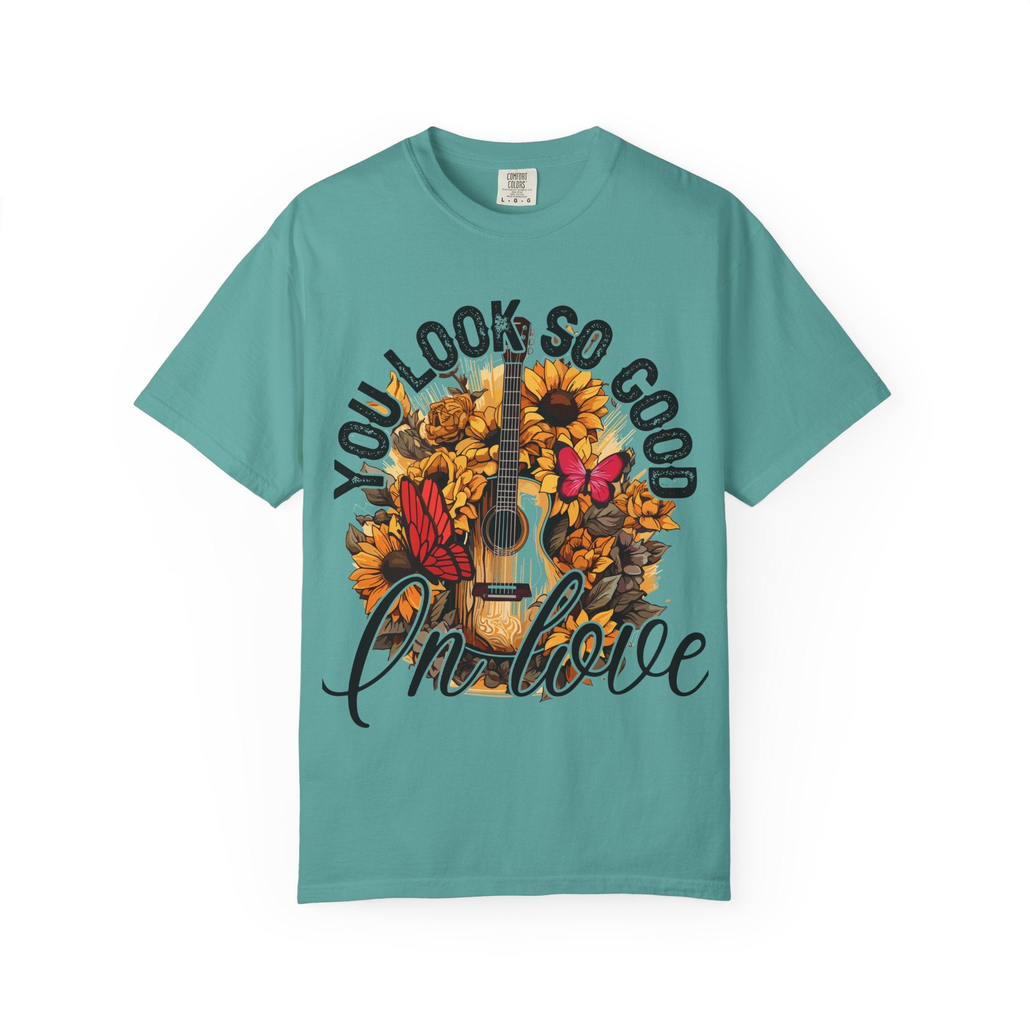 You Look So Good I'm In Love Guitar Floral T-Shirt