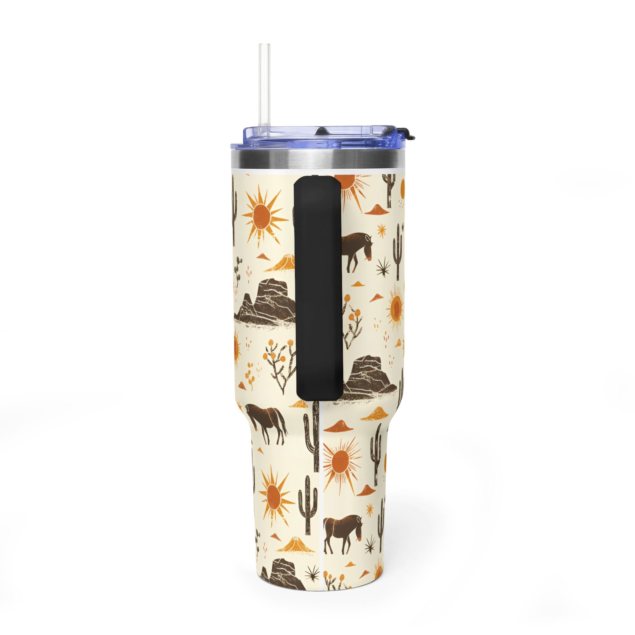 Desert Sunset 40oz Tumbler - Western Cactus & Horse Thermal Cup