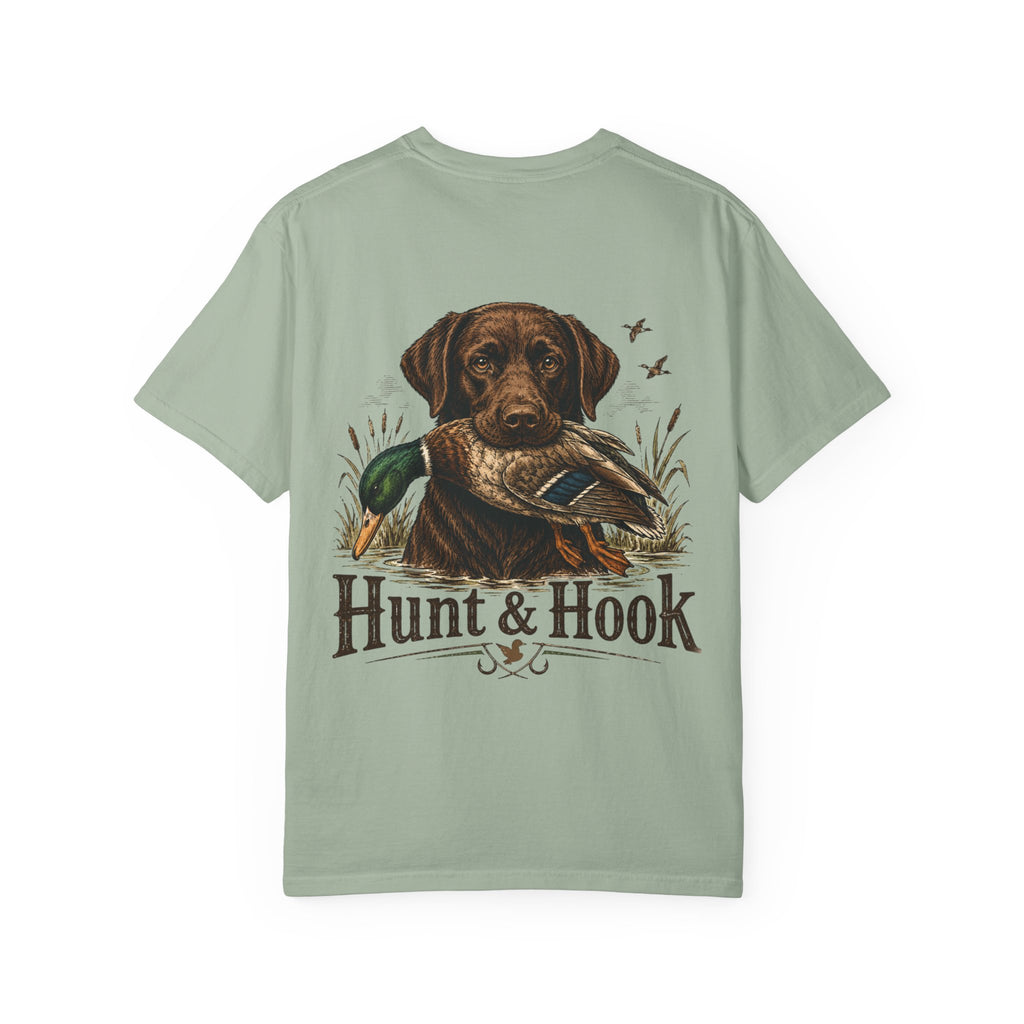 Hunt & Hook Retriever T-Shirt — Hunting Dog & Duck Graphic Tee