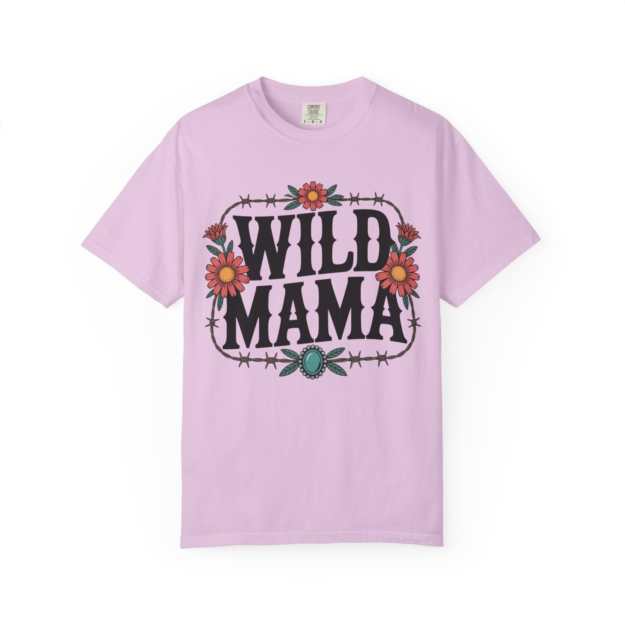 Wild Mama T-Shirt — Floral Barbed Wire Graphic Tee for Moms