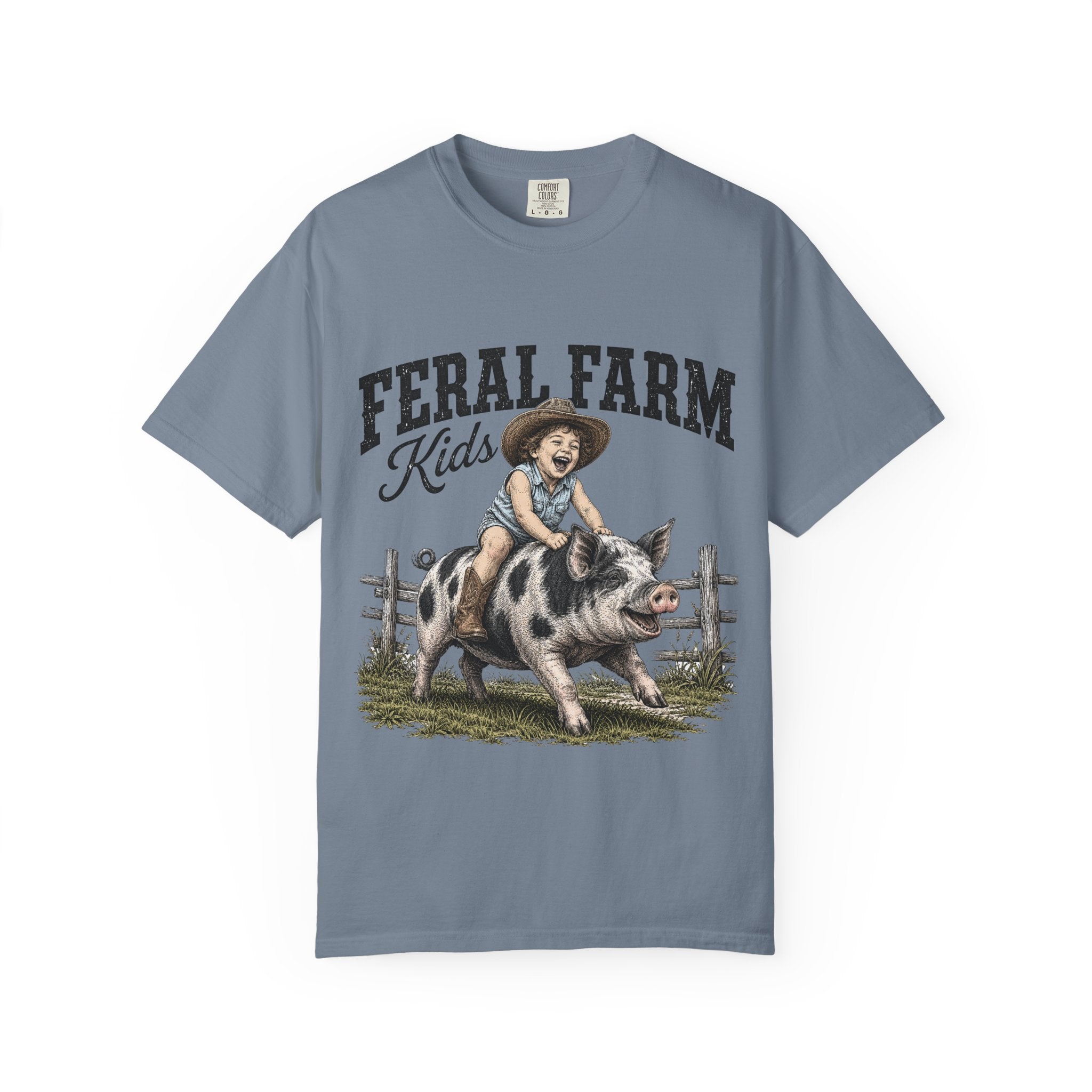 Feral Farm Kids T-Shirt — Vintage Pig Rider Graphic Tee