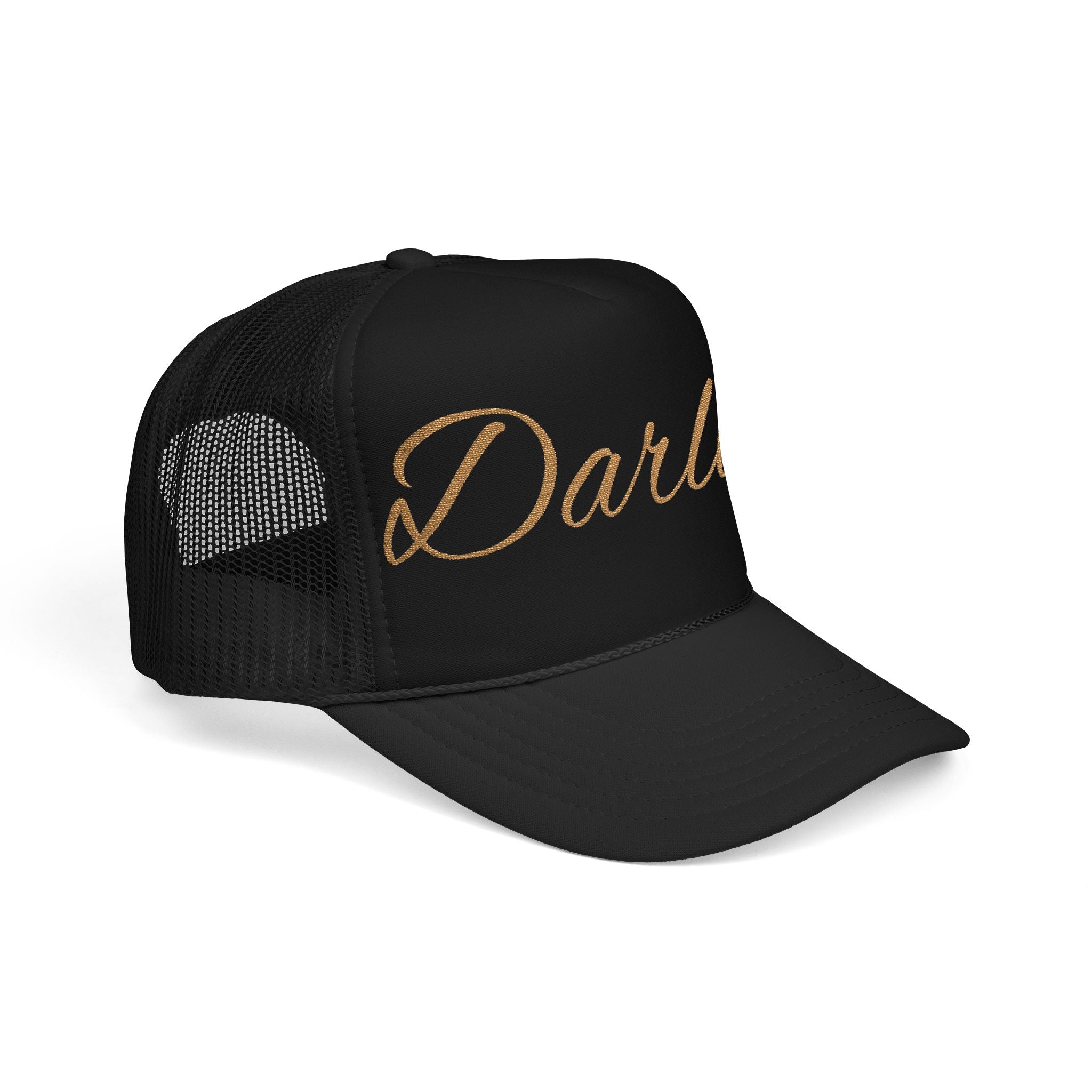 Darlin' Glitter Script Trucker Hat — Women's Casual Mesh Cap