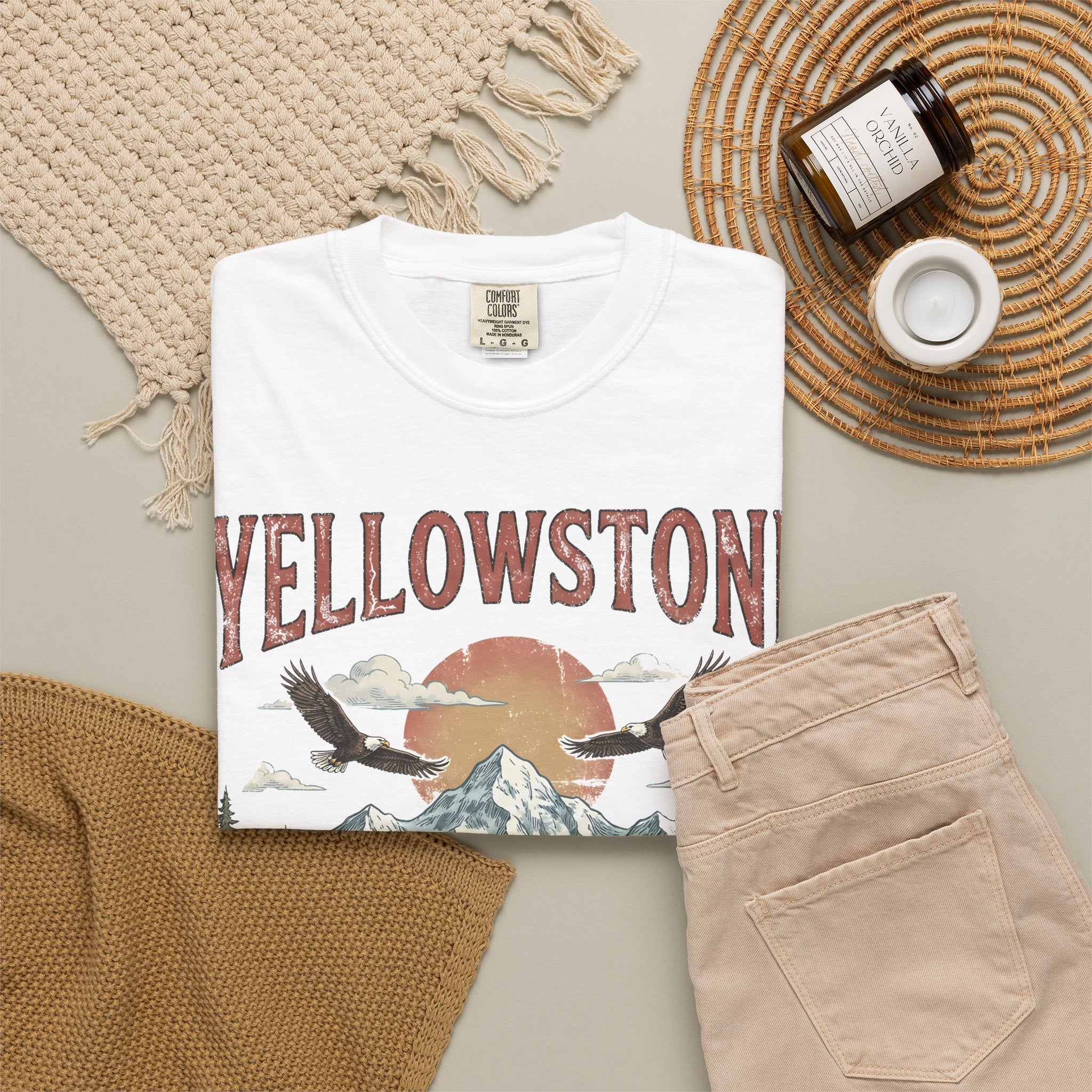 Yellowstone Wildlife Graphic T-Shirt — Vintage Bison, Wolves & Mountain Nature Tee