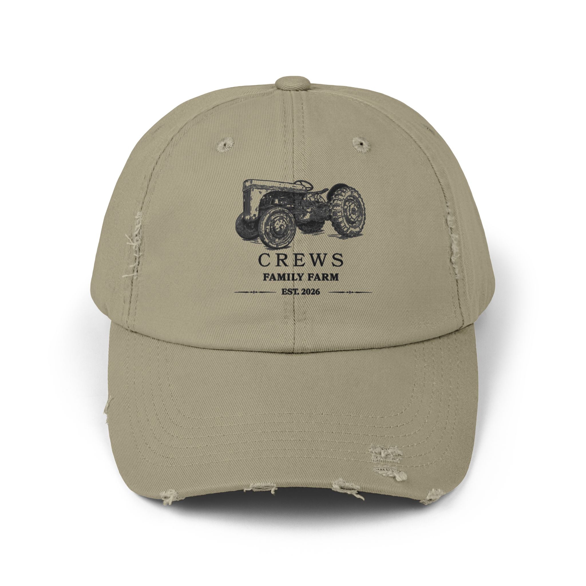 Distressed Tractor Cap — "Crews Family Farm" Vintage Farmers Hat