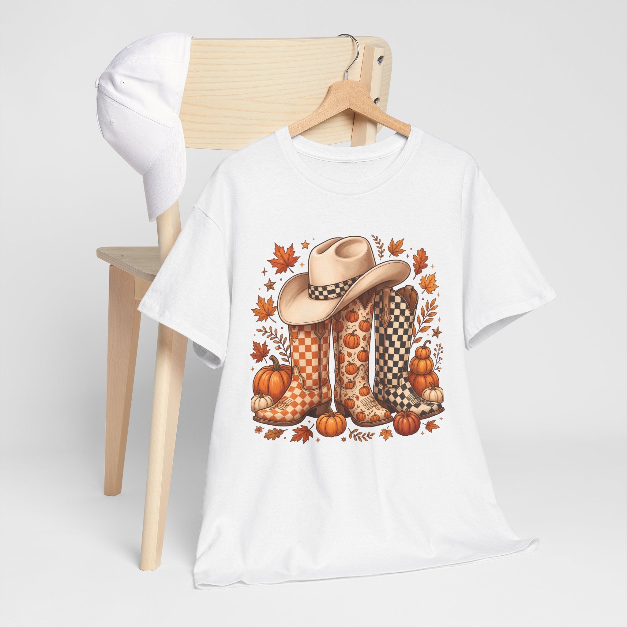 Cowboy Boots & Hat Autumn Tee — Fall Pumpkin Western Graphic T-Shirt