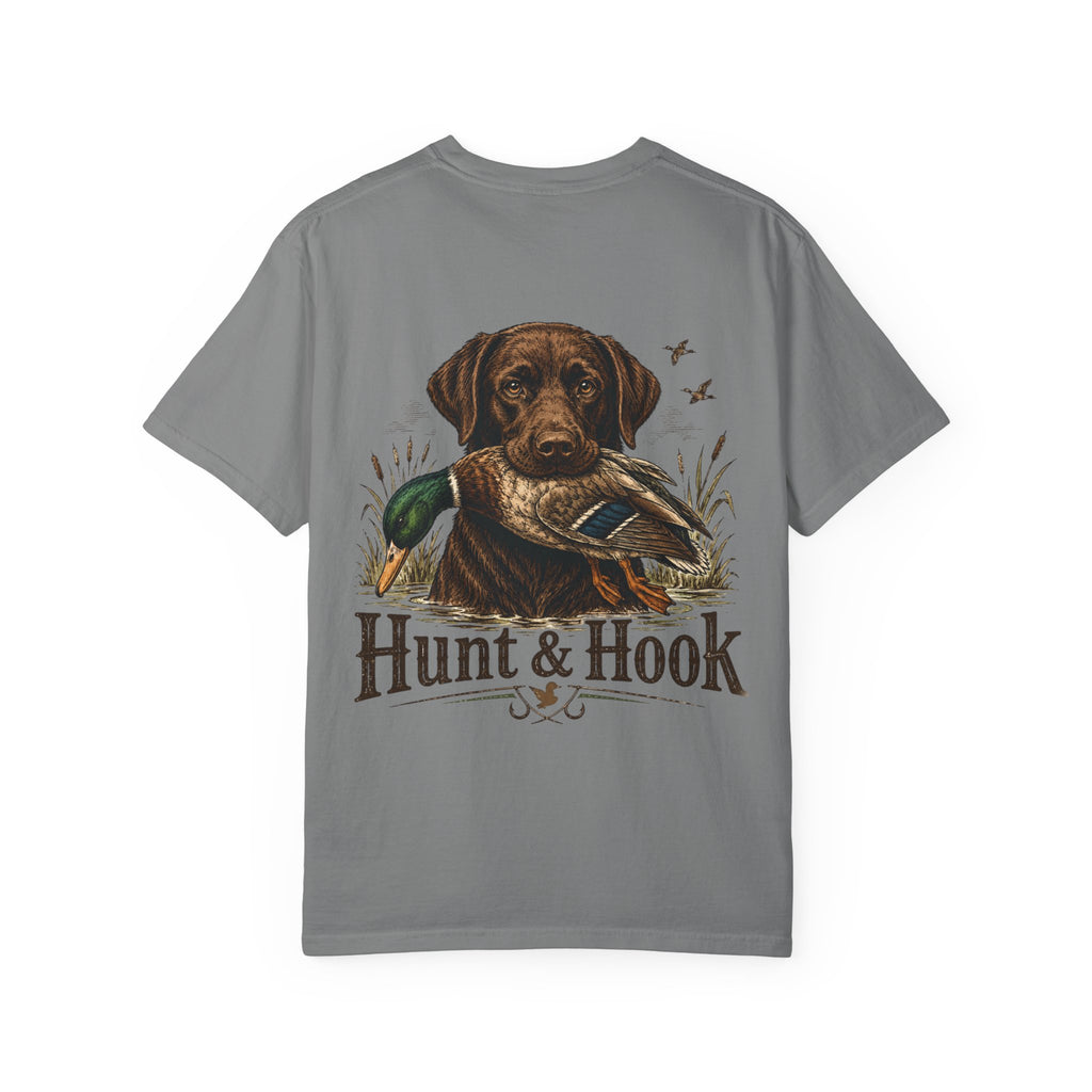 Hunt & Hook Retriever T-Shirt — Hunting Dog & Duck Graphic Tee