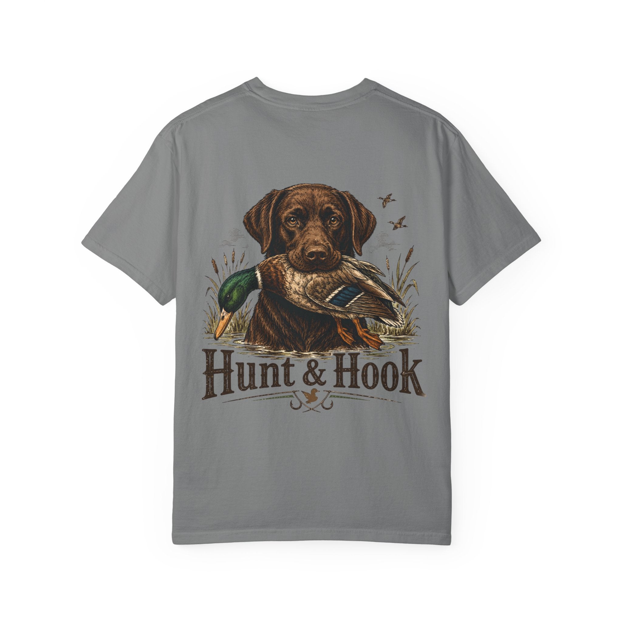 Hunt & Hook Retriever T-Shirt — Hunting Dog & Duck Graphic Tee