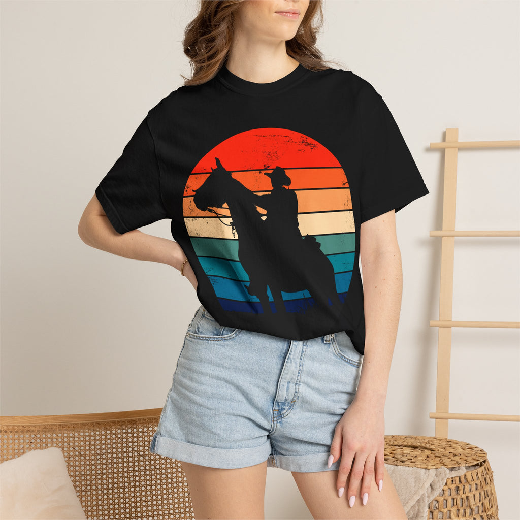Cowboy Silhouette T-Shirt — Retro Sunset Western Tee