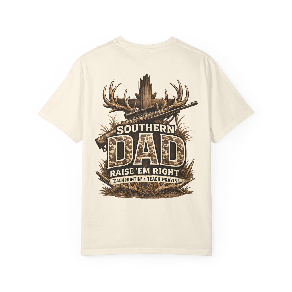 Southern Dad Hunting T-Shirt — "Raise 'Em Right" Graphic Tee