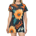 Sunflower Floral T-Shirt Dress — All-Over Print Summer Sundress