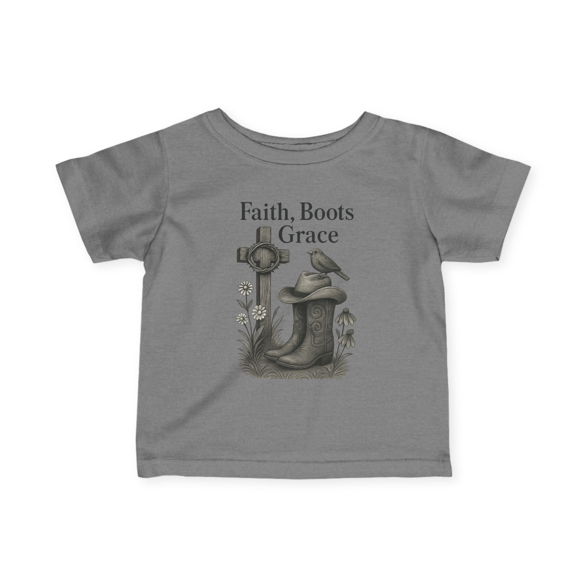 Infant Tee — "Faith, Boots, Grace" Western Baby Shirt