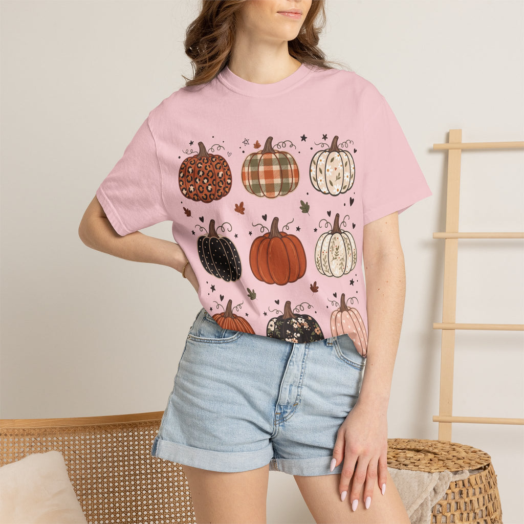 Pumpkin Patch T-Shirt — Fall Plaid & Floral Pumpkins Graphic Tee