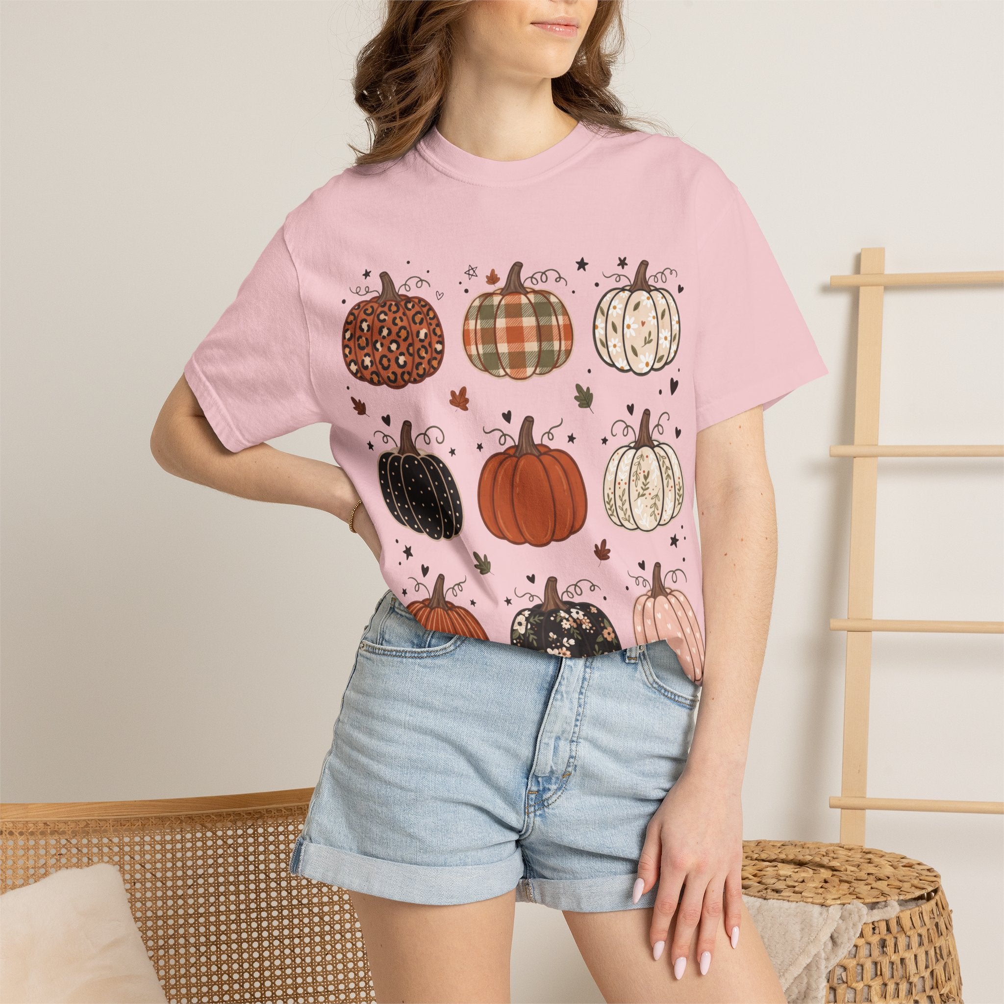 Pumpkin Patch T-Shirt — Fall Plaid & Floral Pumpkins Graphic Tee