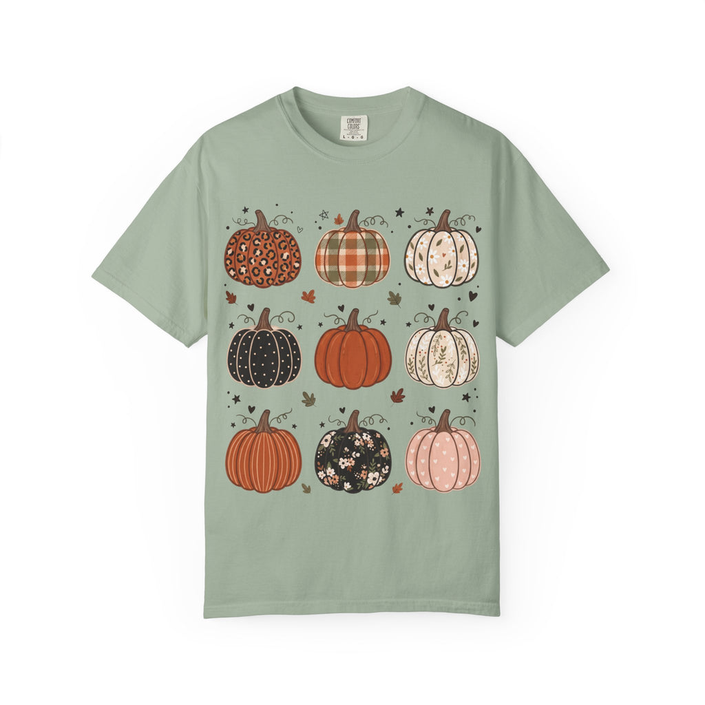 Pumpkin Patch T-Shirt — Fall Plaid & Floral Pumpkins Graphic Tee