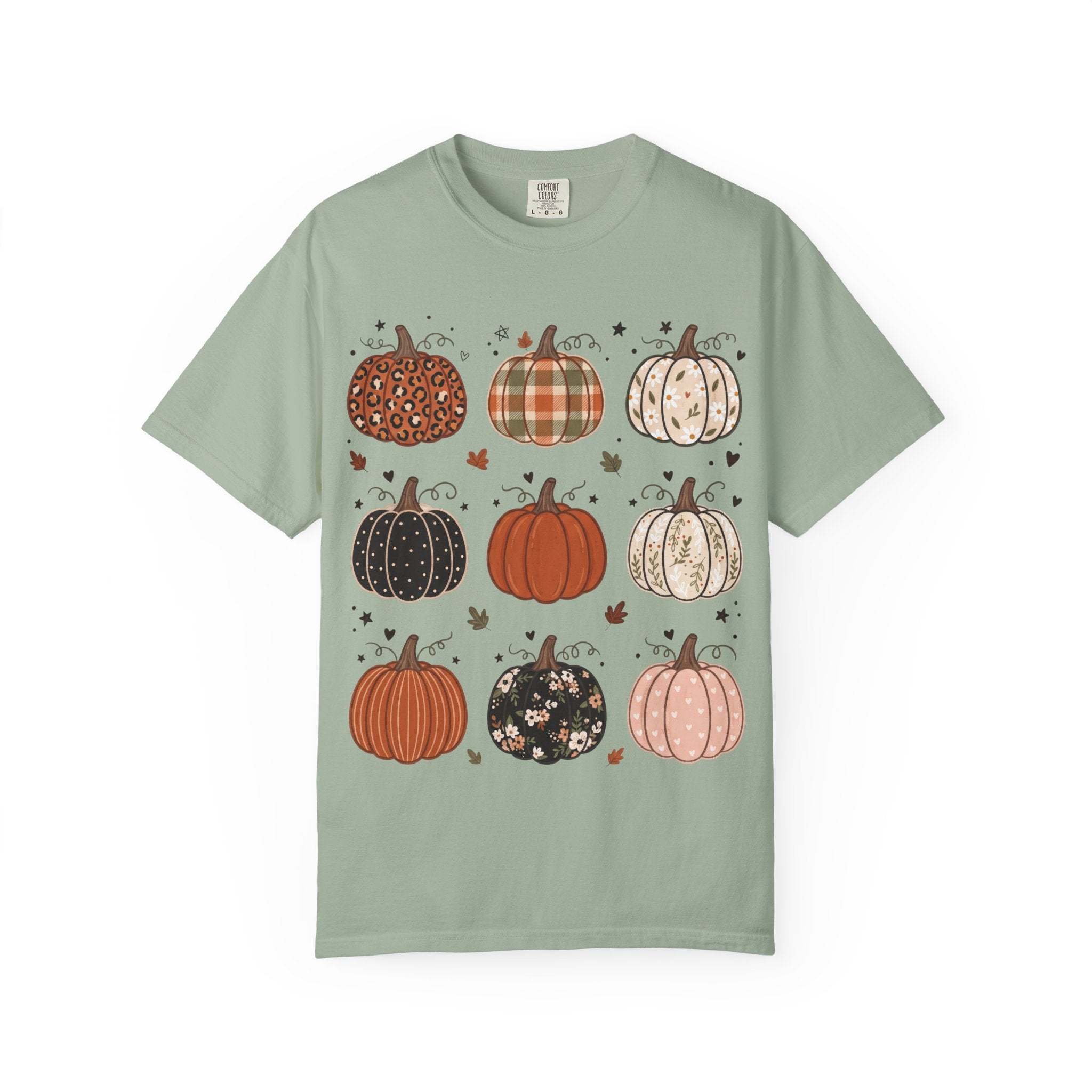 Pumpkin Patch T-Shirt — Fall Plaid & Floral Pumpkins Graphic Tee