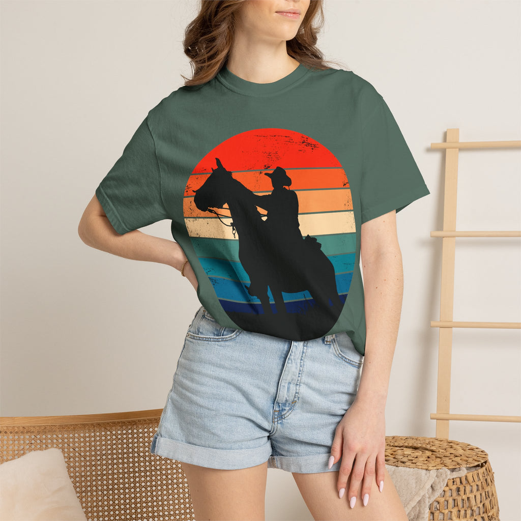Cowboy Silhouette T-Shirt — Retro Sunset Western Tee