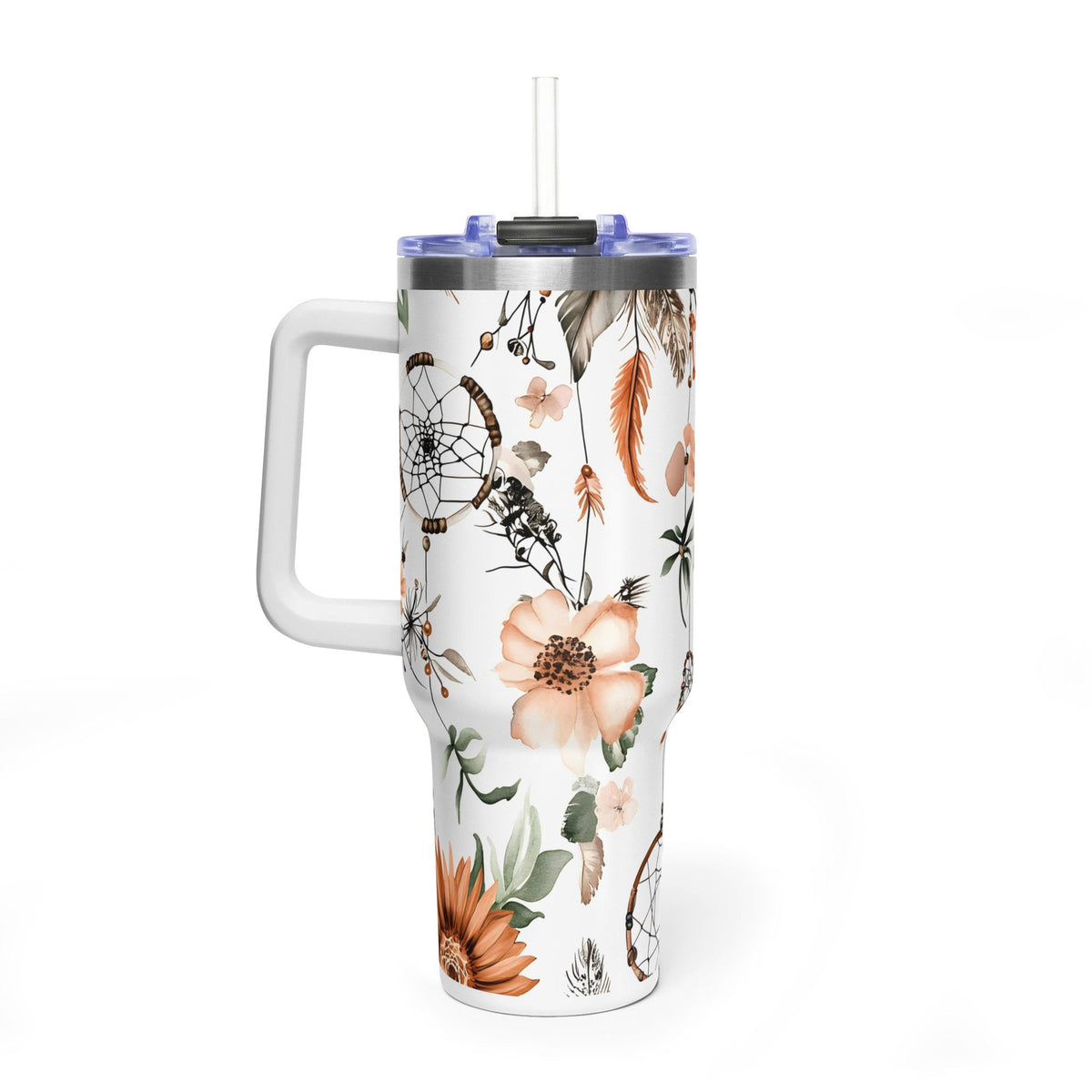 40oz Dreamcatcher Floral Tumbler - Insulated Vacuum Travel Cup