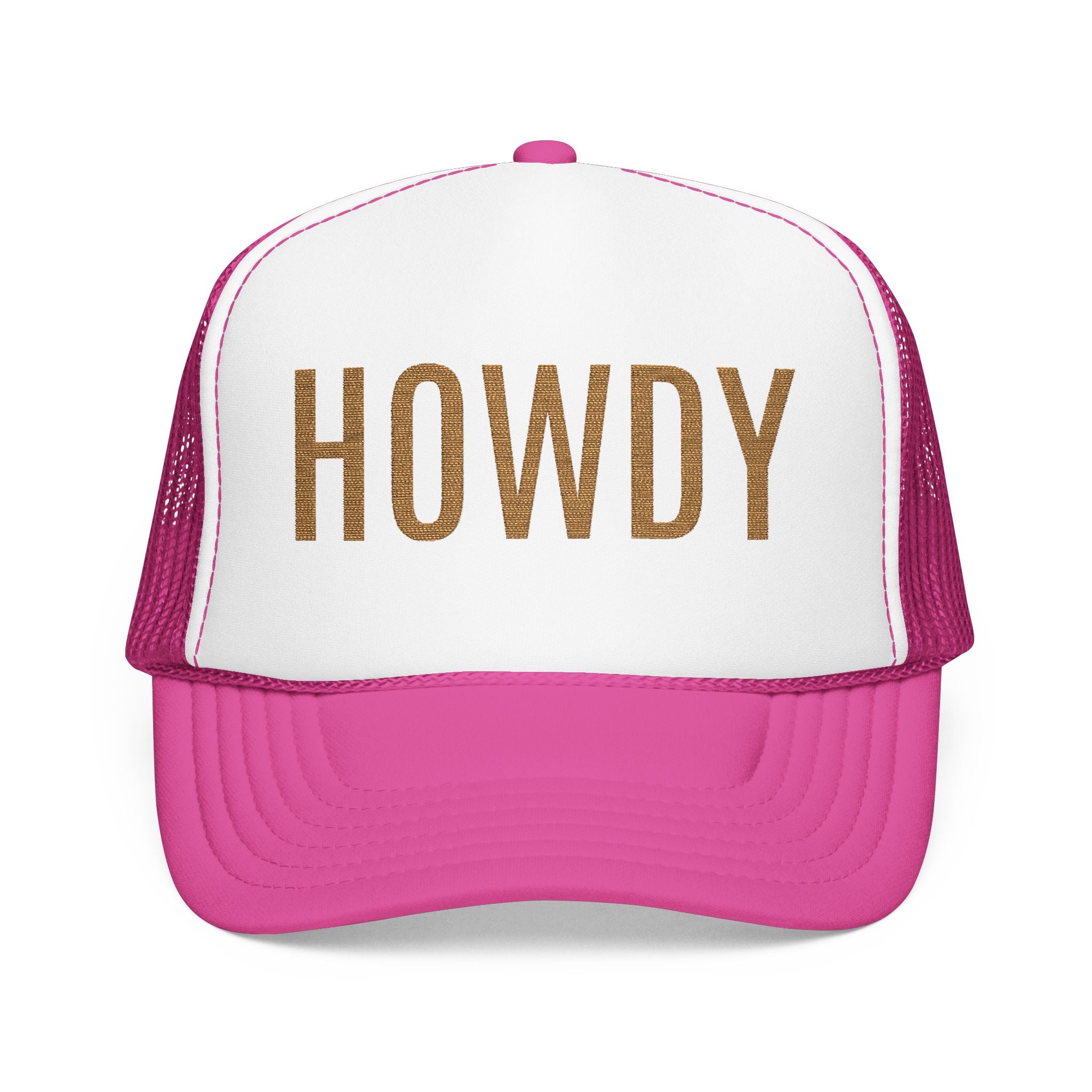 Howdy Trucker Hat — Glitter Letter Foam Mesh Cap
