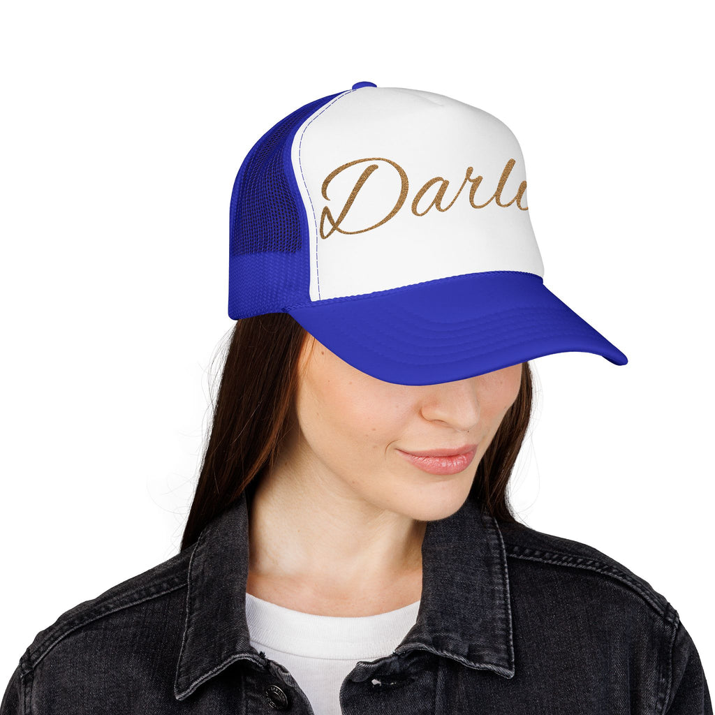 Darlin' Glitter Script Trucker Hat — Women's Casual Mesh Cap